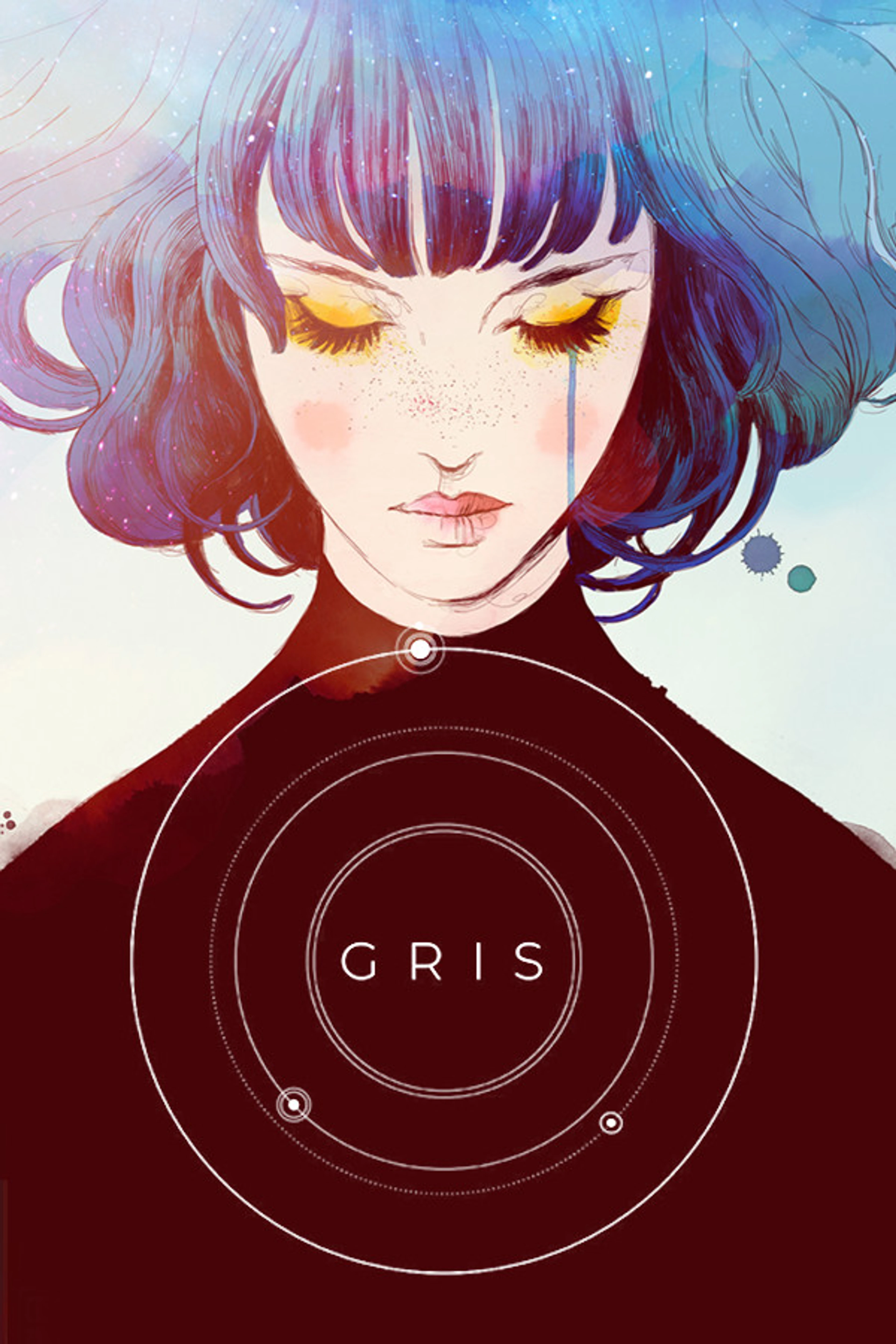 Official GRIS cover showing a young woman with blue and purple hair above the game title.