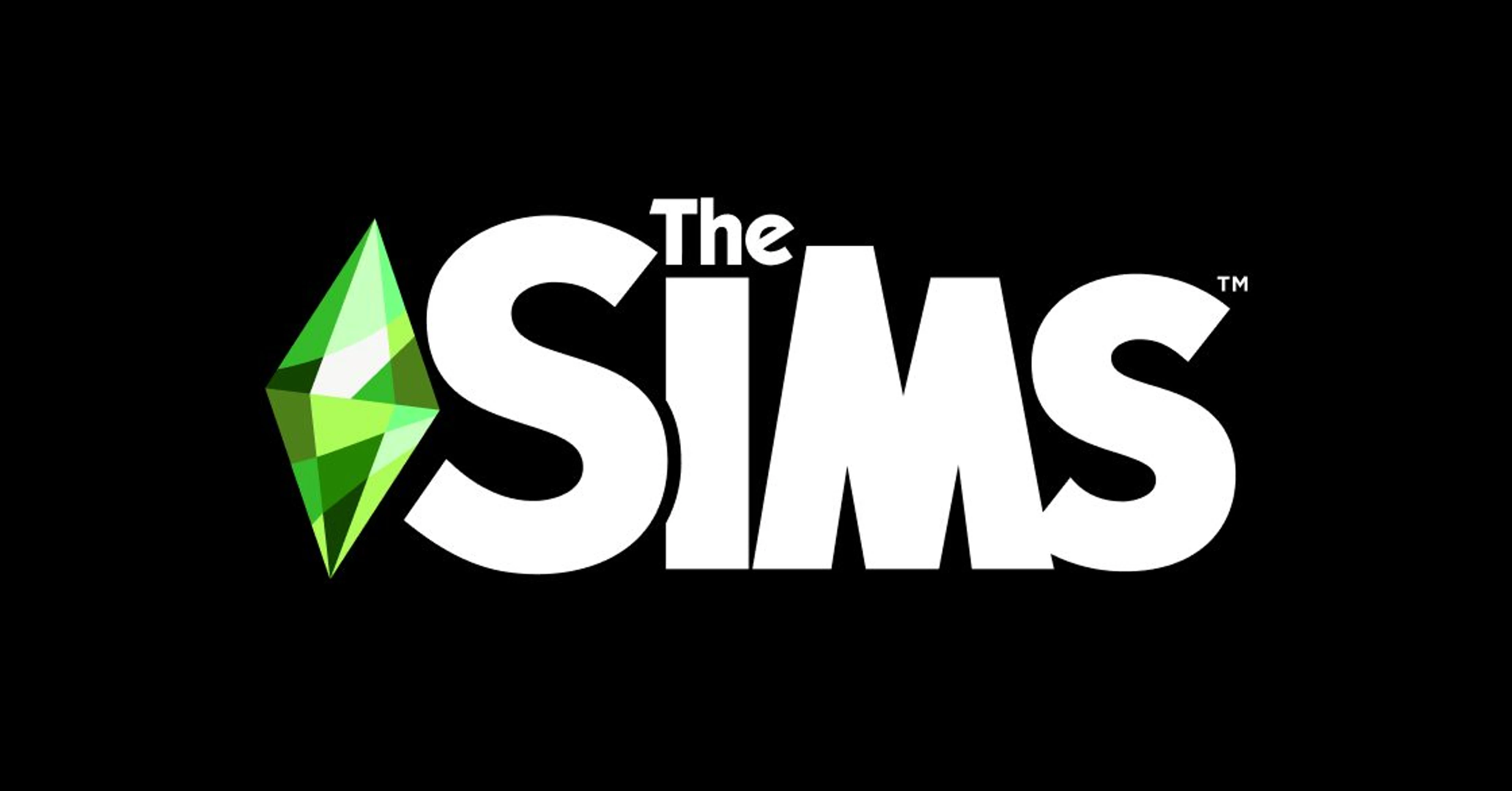 The Sims logo and green Plumbob on a black background