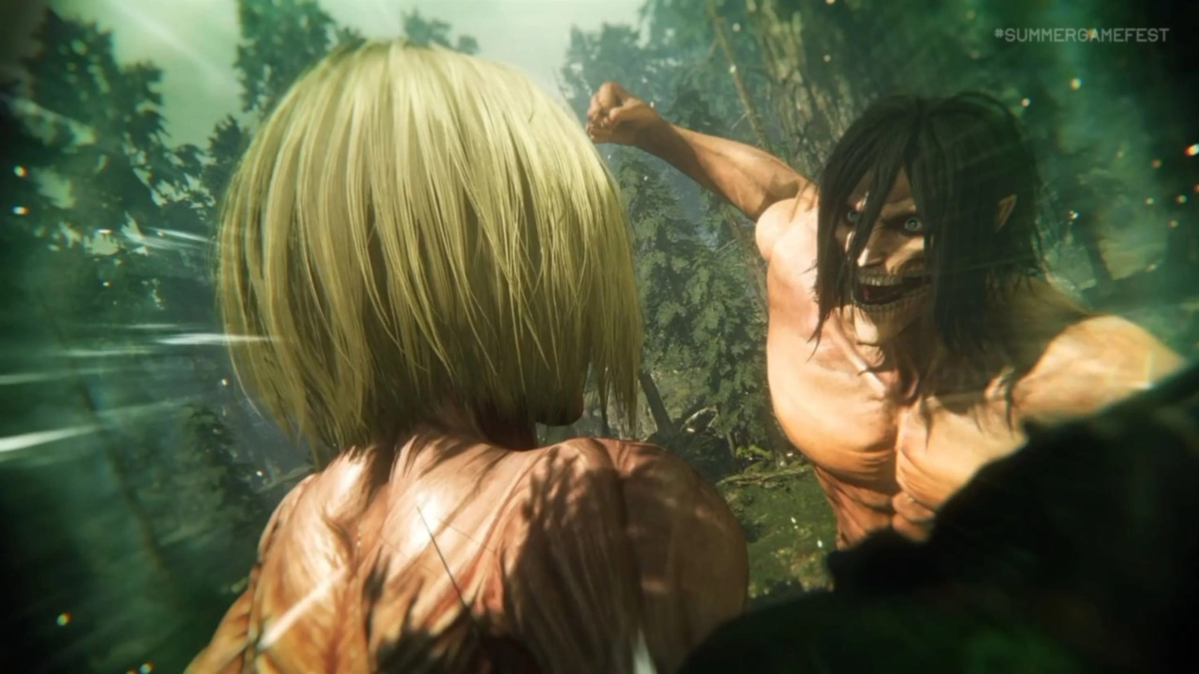 Attack on Titan 3 gameplay image showing Survey Corps action against titans.