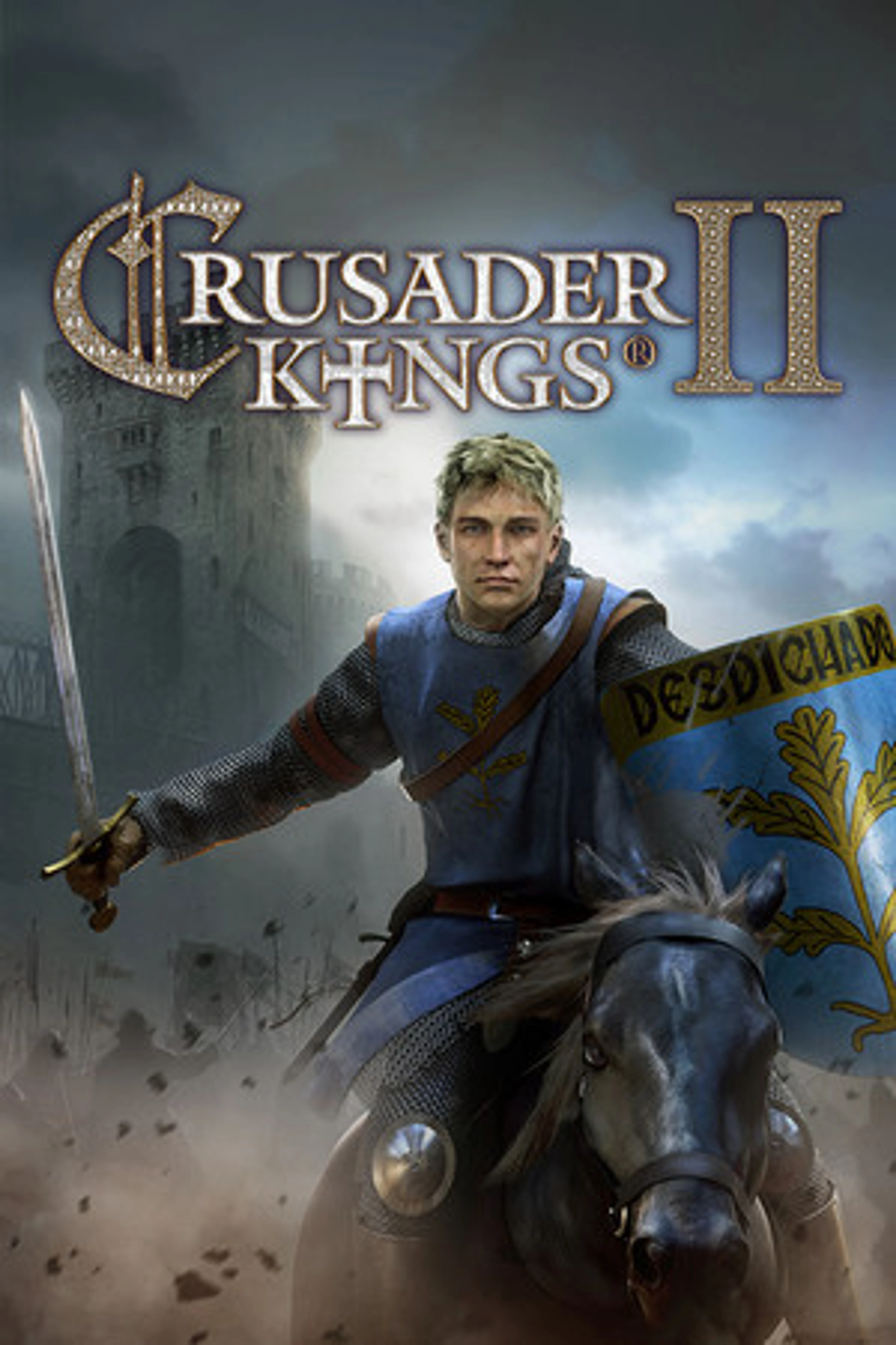 Official Crusader Kings II cover with a medieval armored ruler and the native game logo.