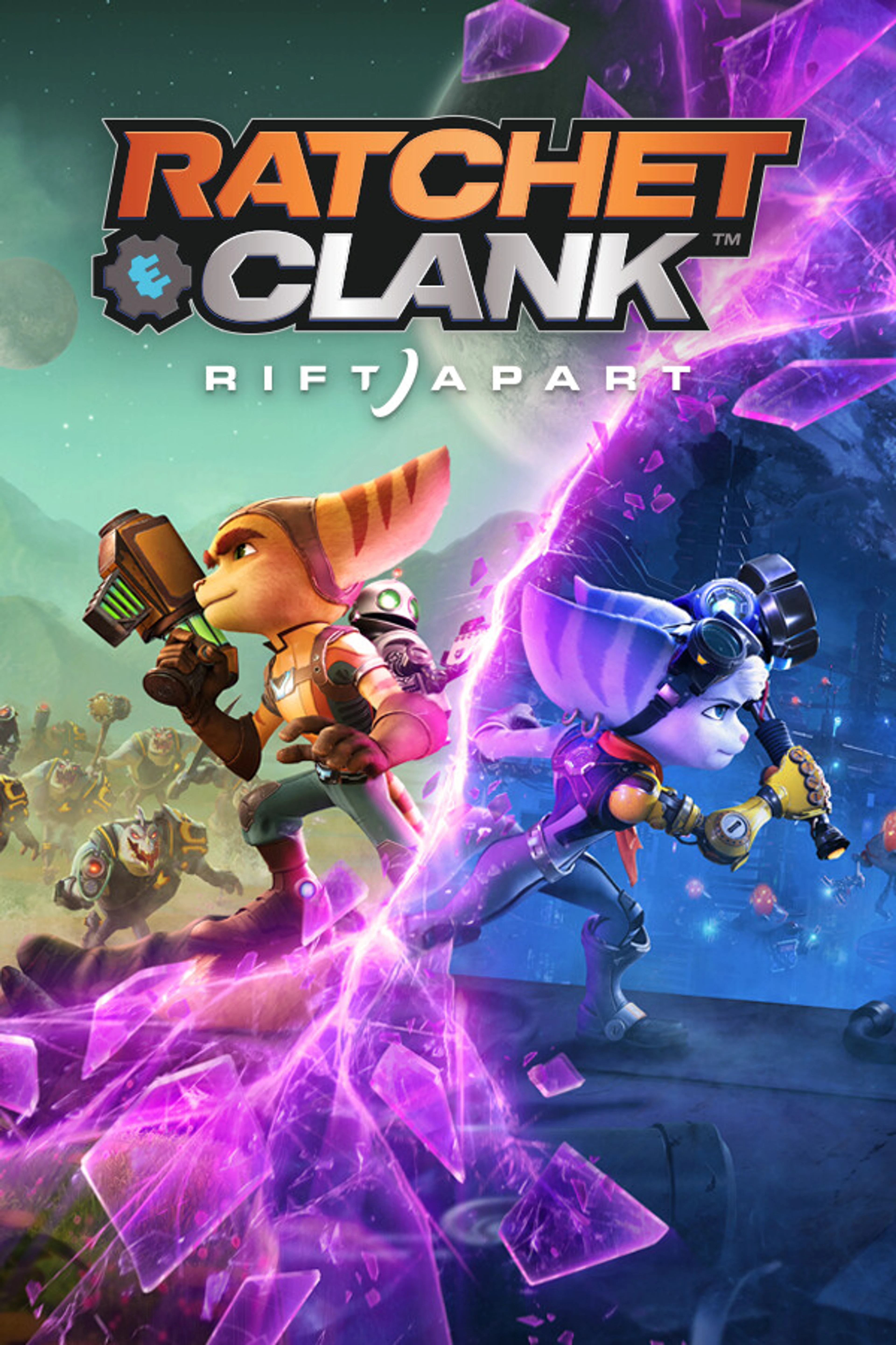 Official portrait cover with Ratchet and Rivet on opposite sides of a dimensional rift.