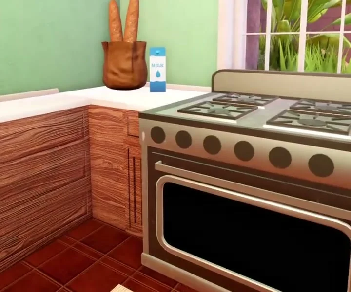 Milk carton beside the stove in Lana’s Beach House kitchen.