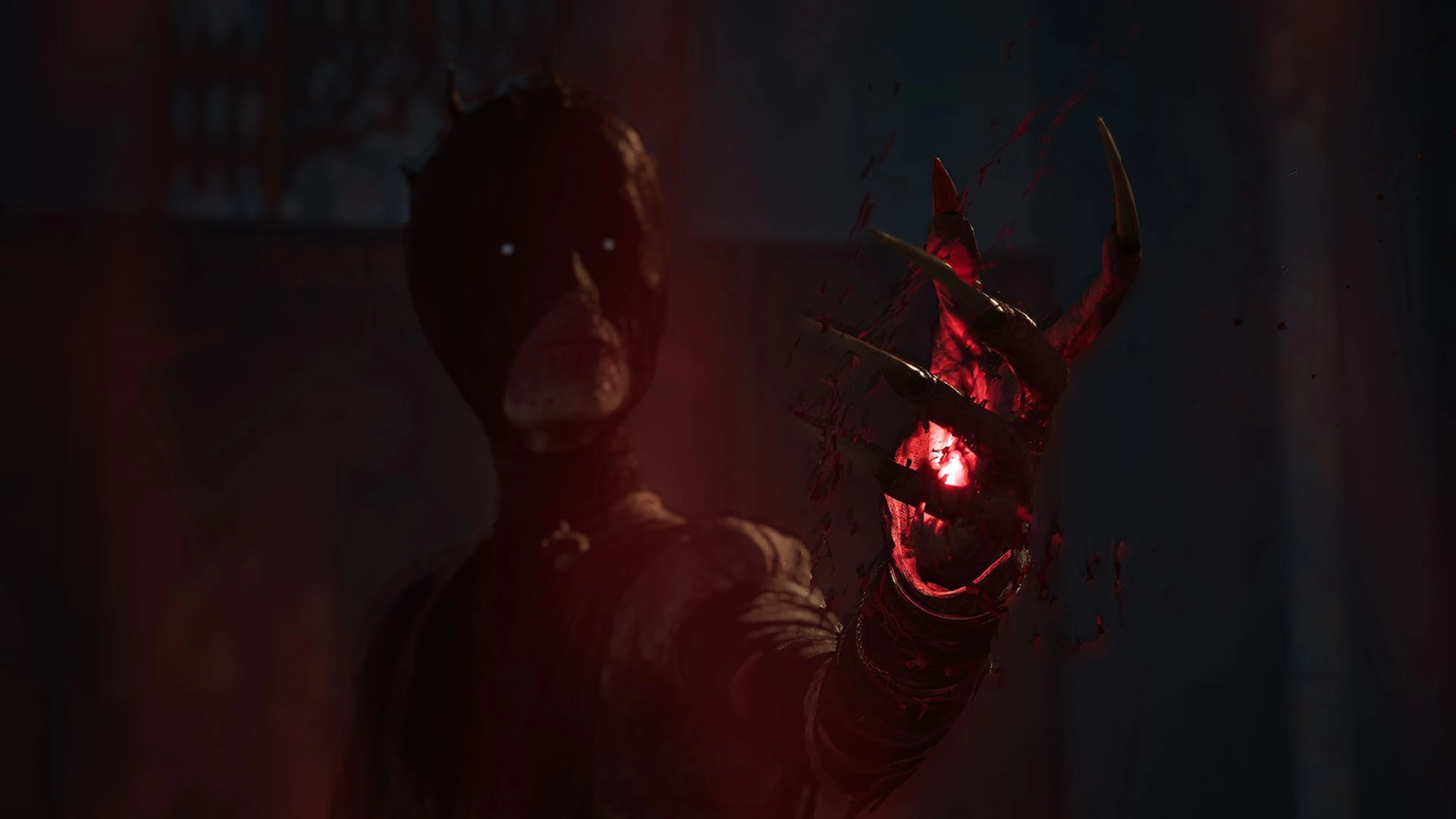 Coen faces a red supernatural creature at night in The Blood of Dawnwalker.