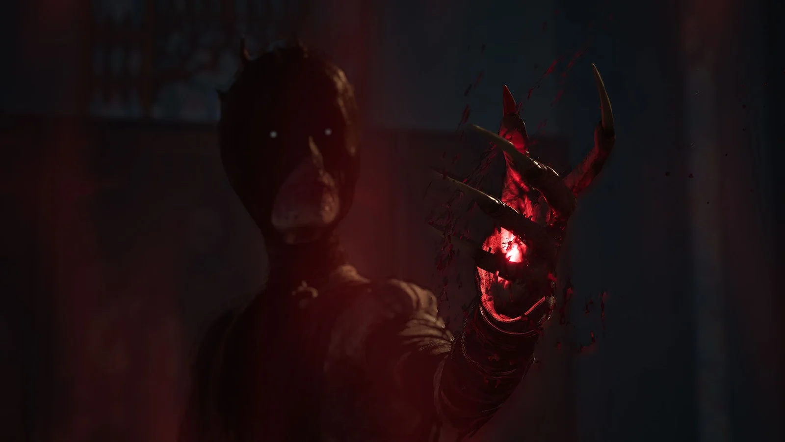 Official The Blood of Dawnwalker gameplay image showing Coen facing a red supernatural enemy at night.