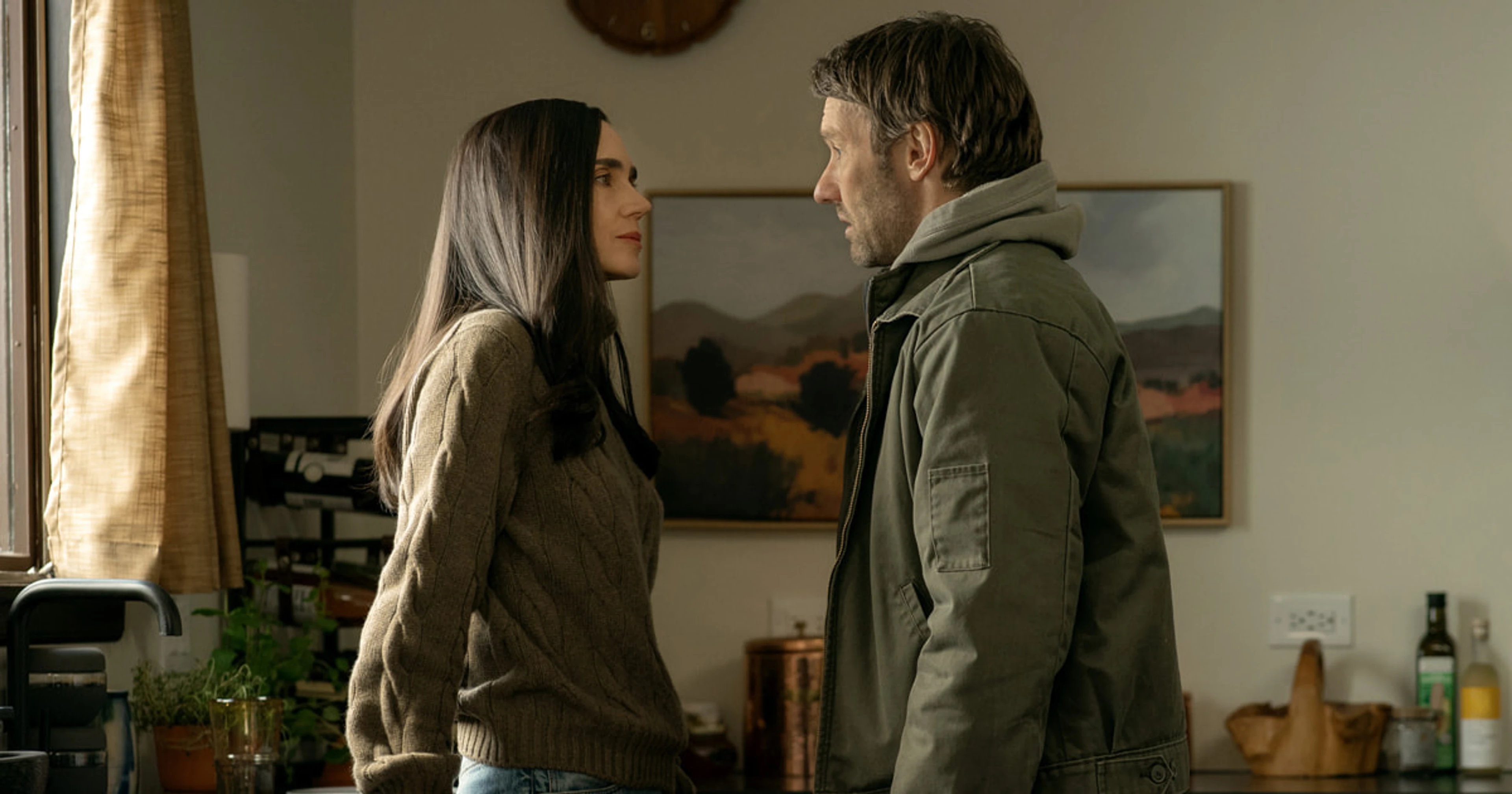 Jennifer Connelly and Joel Edgerton face each other in Dark Matter Season 2.