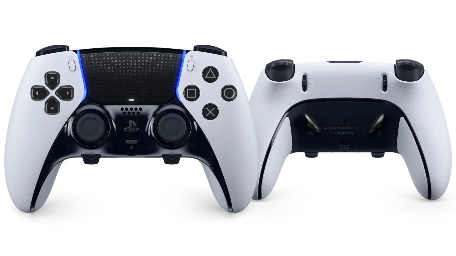 Front and rear views of the DualSense Edge