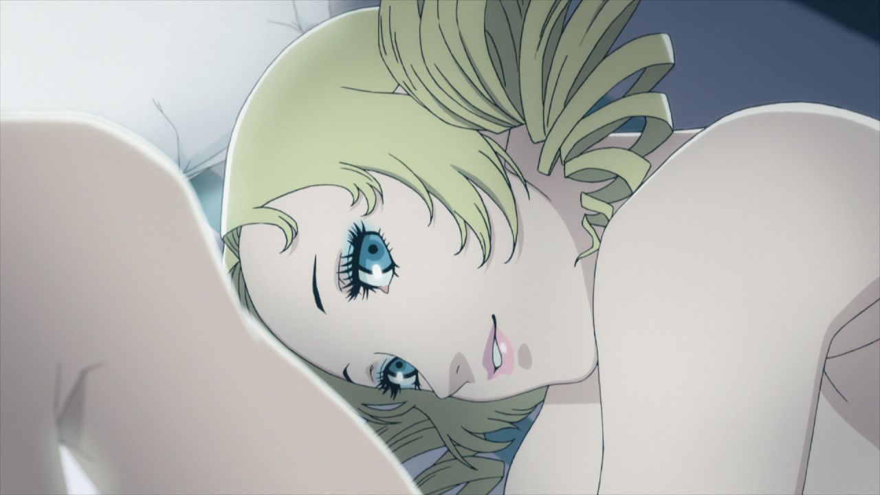 Animated close-up of the blonde Catherine looking toward Vincent.