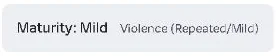 The Blox Fruits About panel reads Maturity: Mild and Violence (Repeated/Mild).