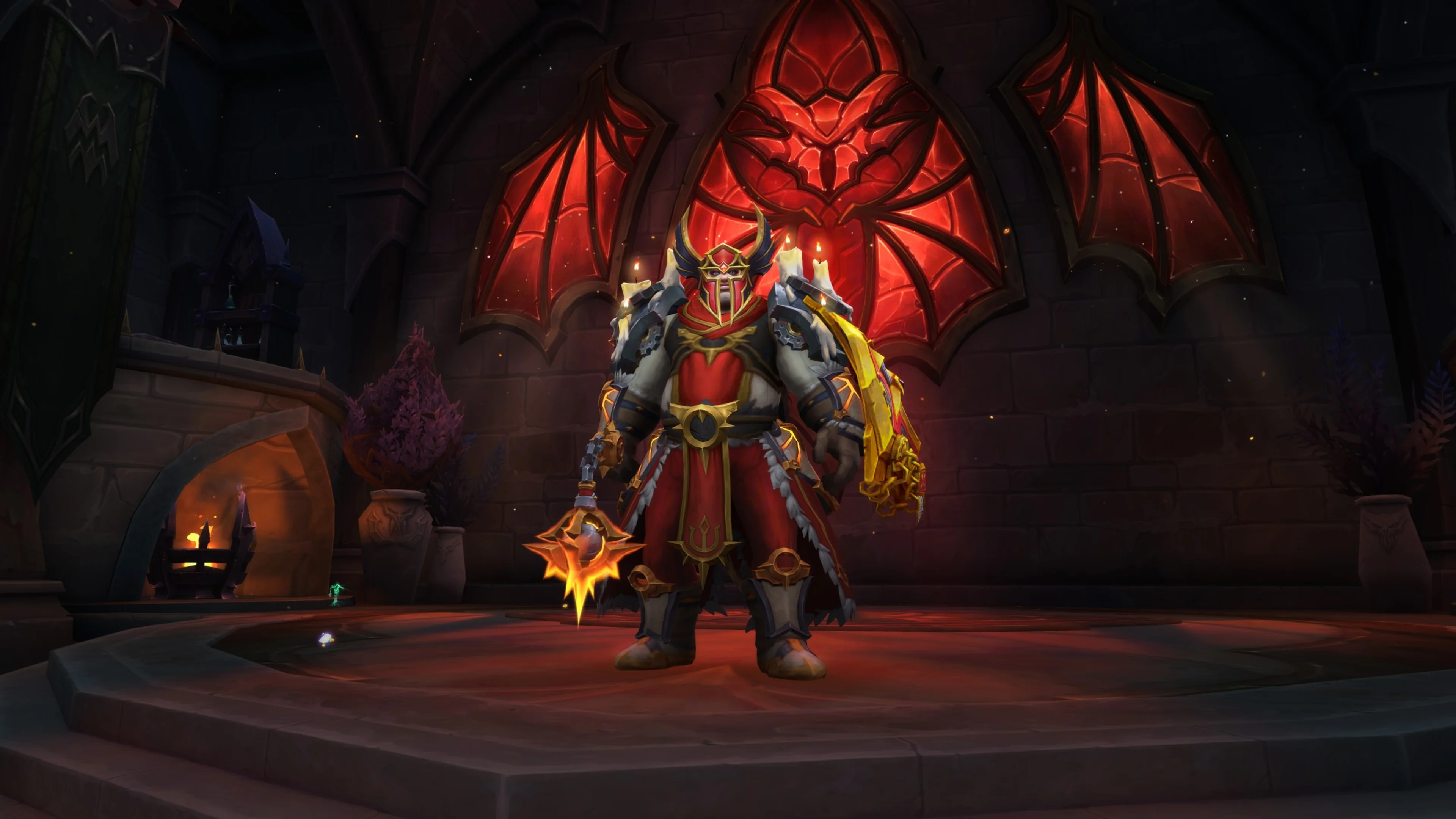 The armored Slayer class stands in Quillgrave holding a sword in one hand and a firearm in the other.