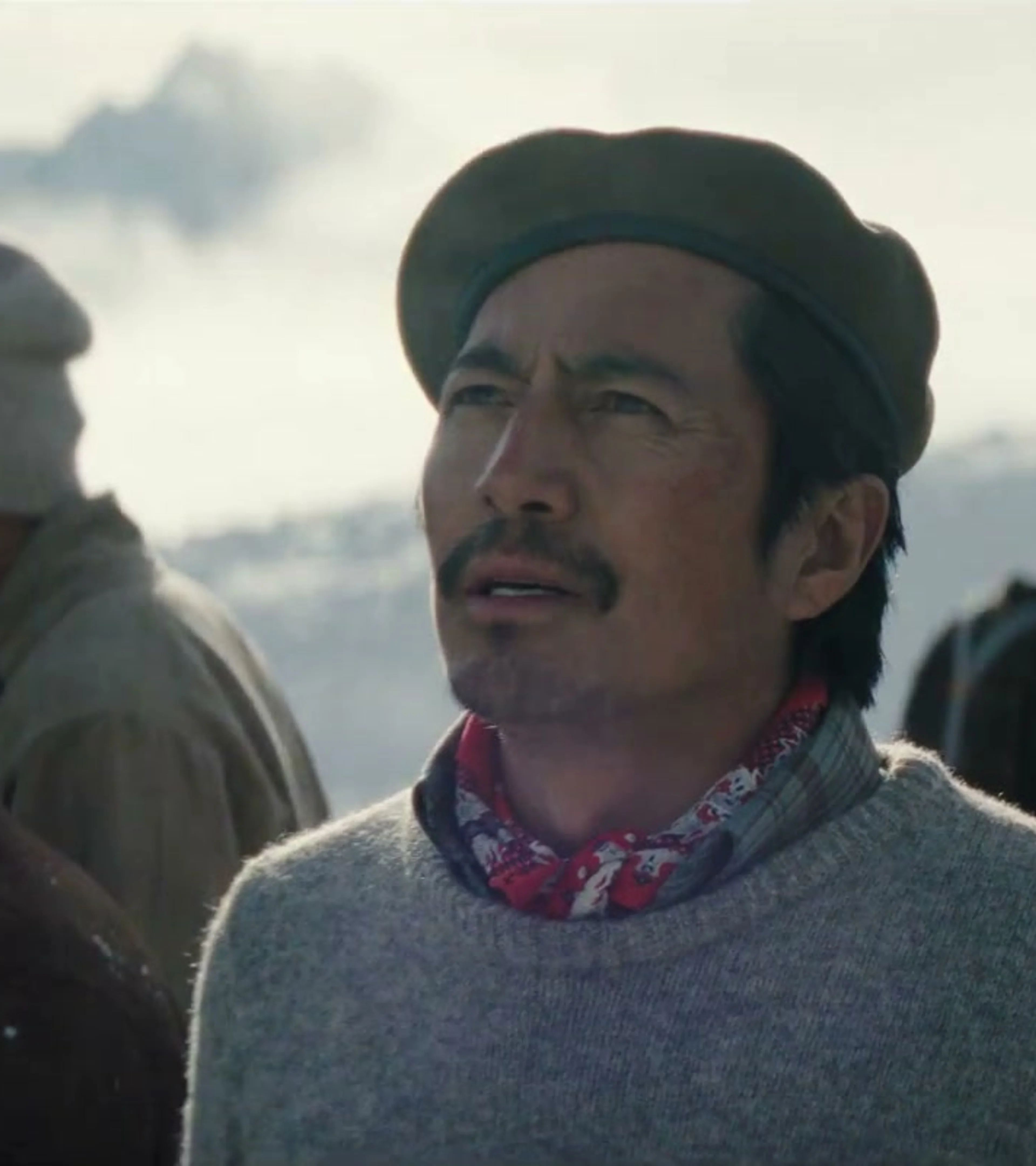 Genden Phuntsok stands at an Everest expedition camp as Tenzing Norgay.