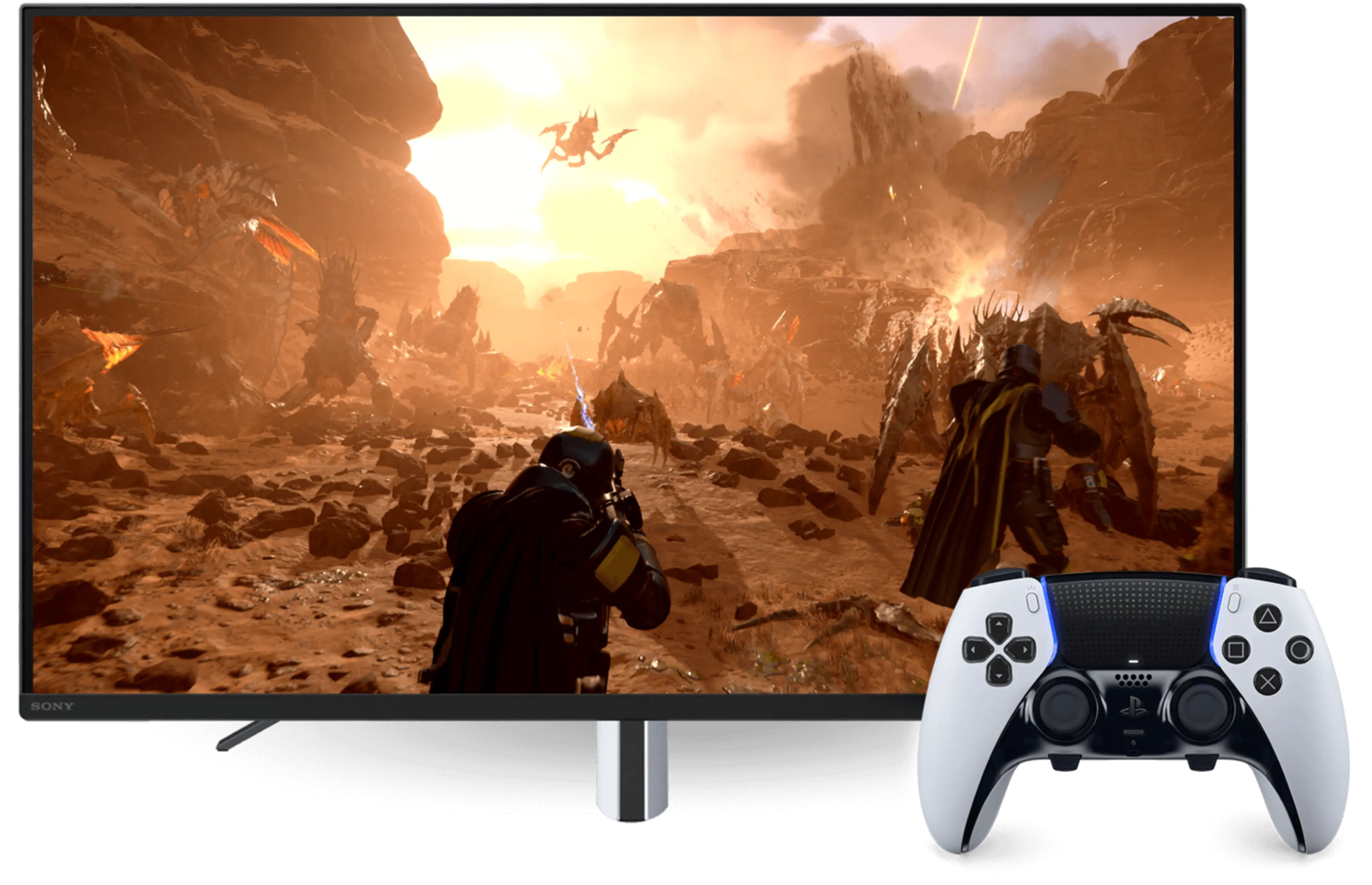 DualSense Edge shown beside a PC gaming monitor
