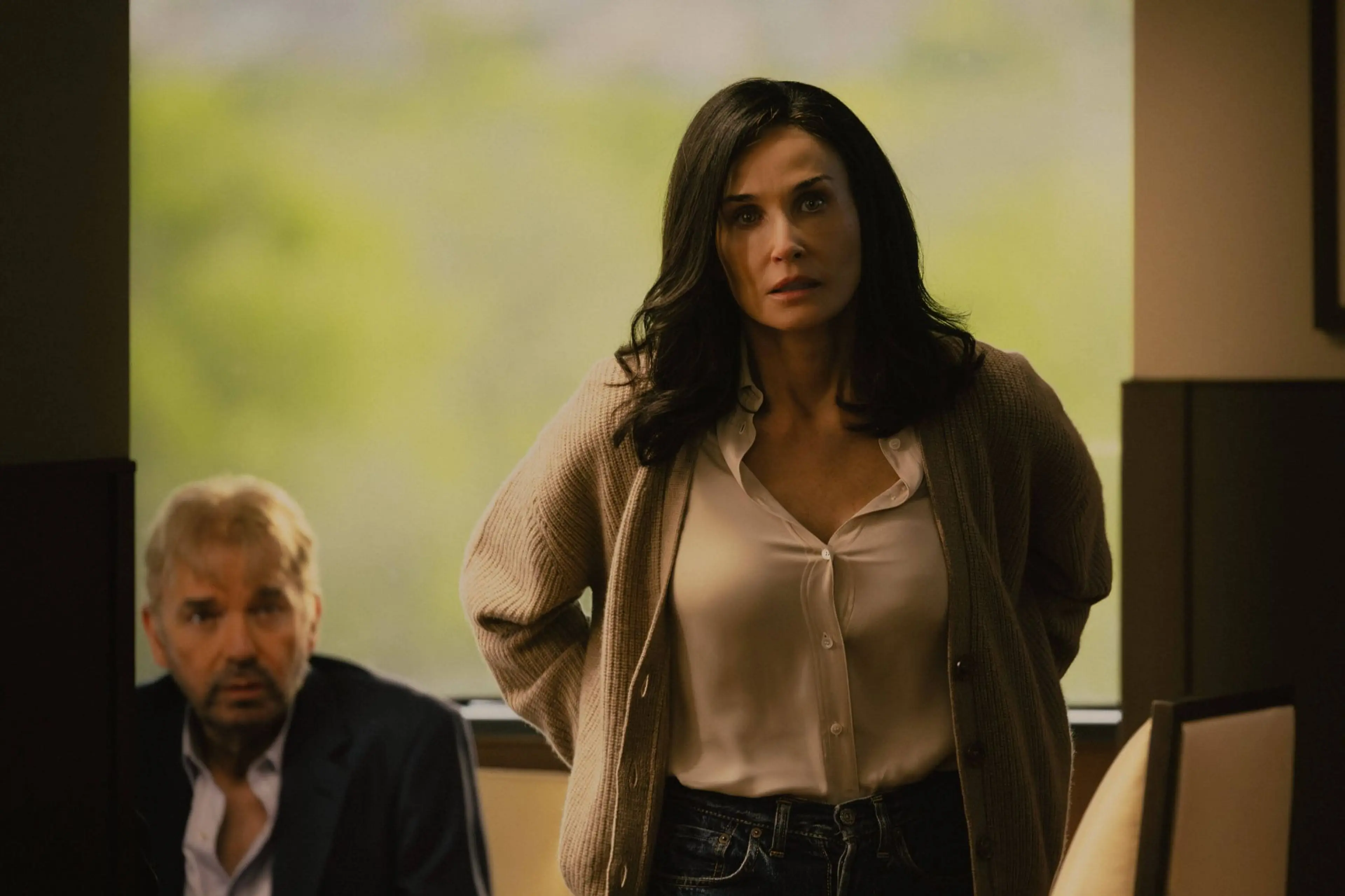Demi Moore as Cami Miller stands in a scene from Landman.