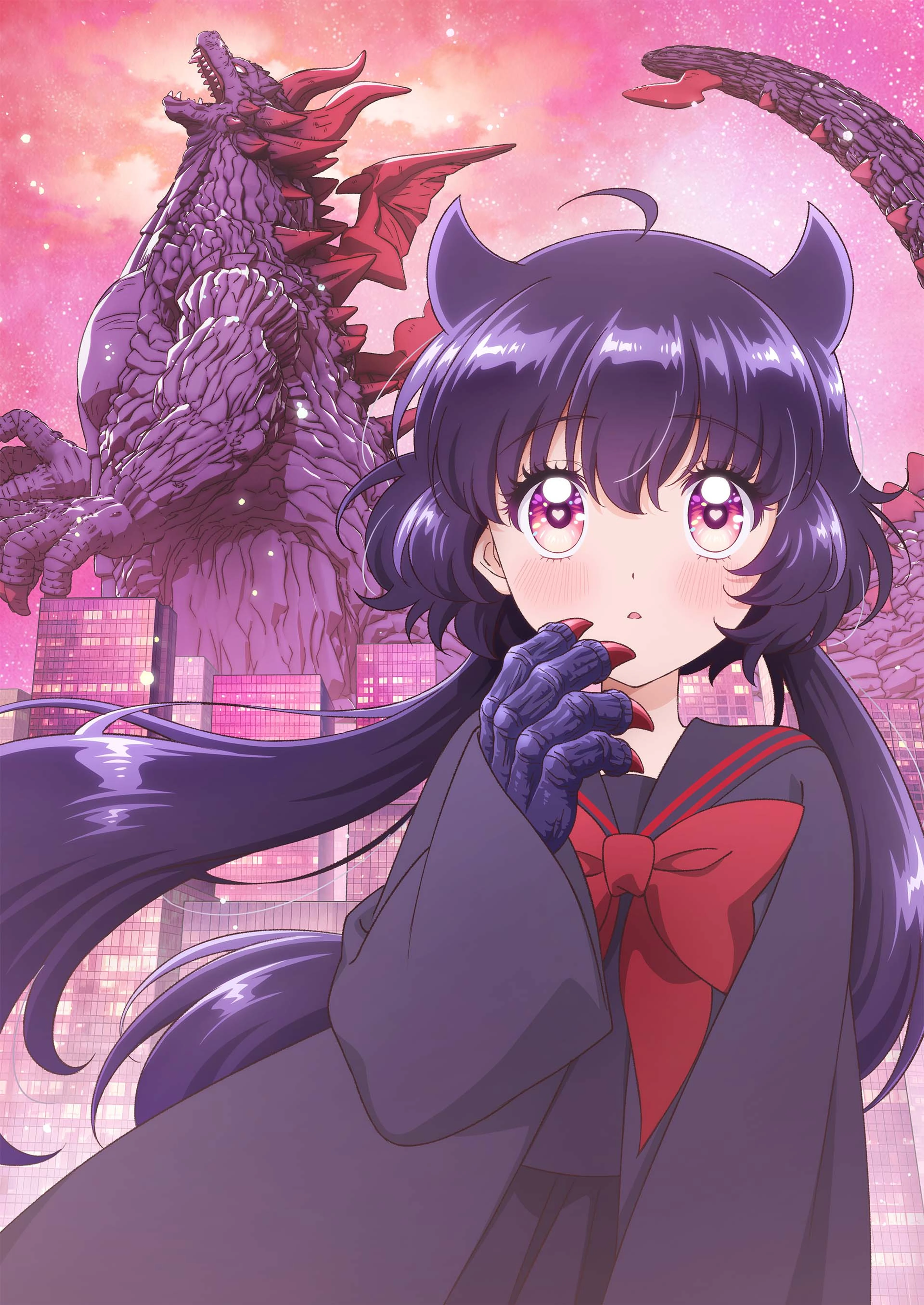 Official KAIJU GIRL CARAMELISE visual with Kuroe Akaishi and her kaiju form.