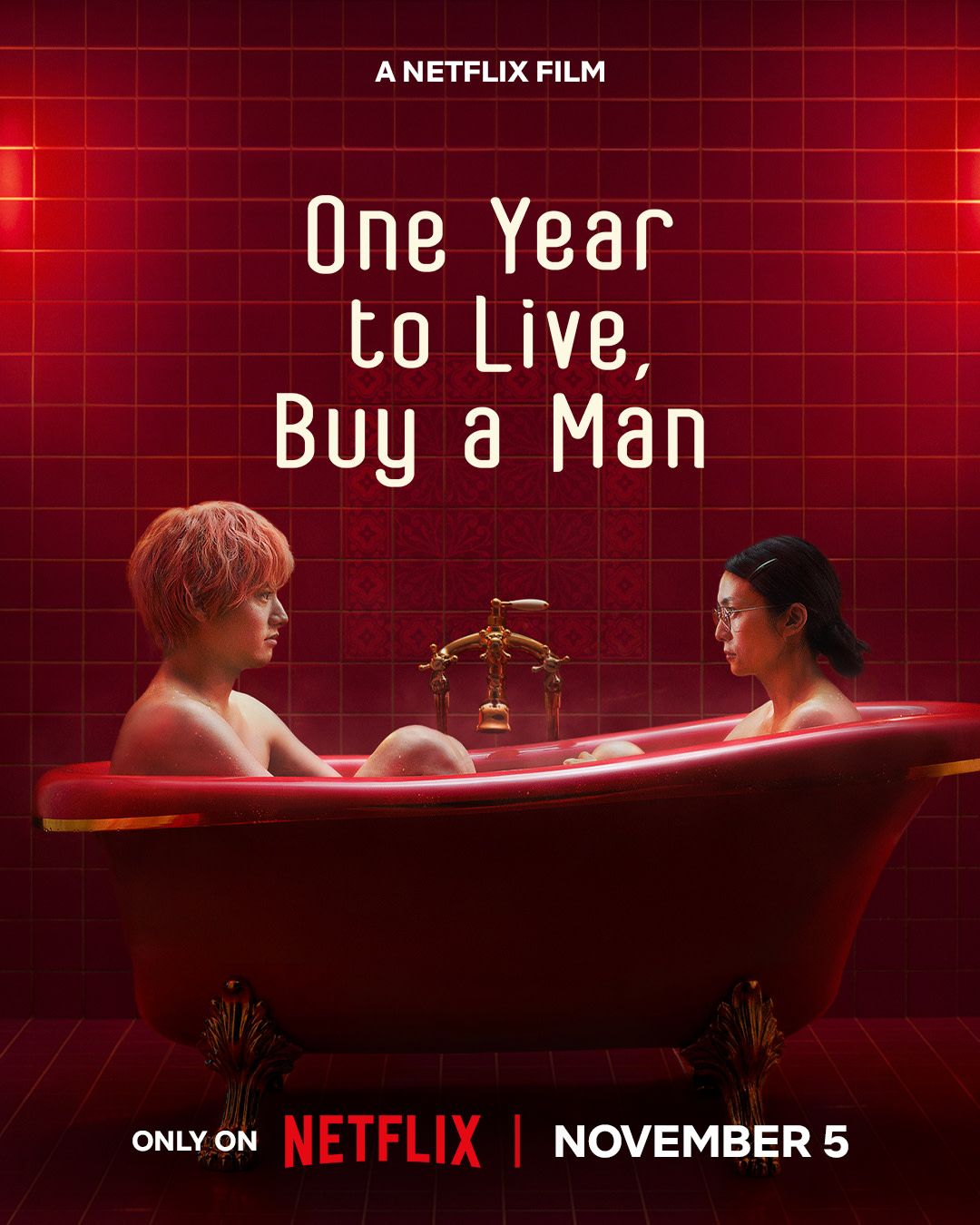 Official One Year to Live, Buy a Man poster with Yui and Sena facing each other.
