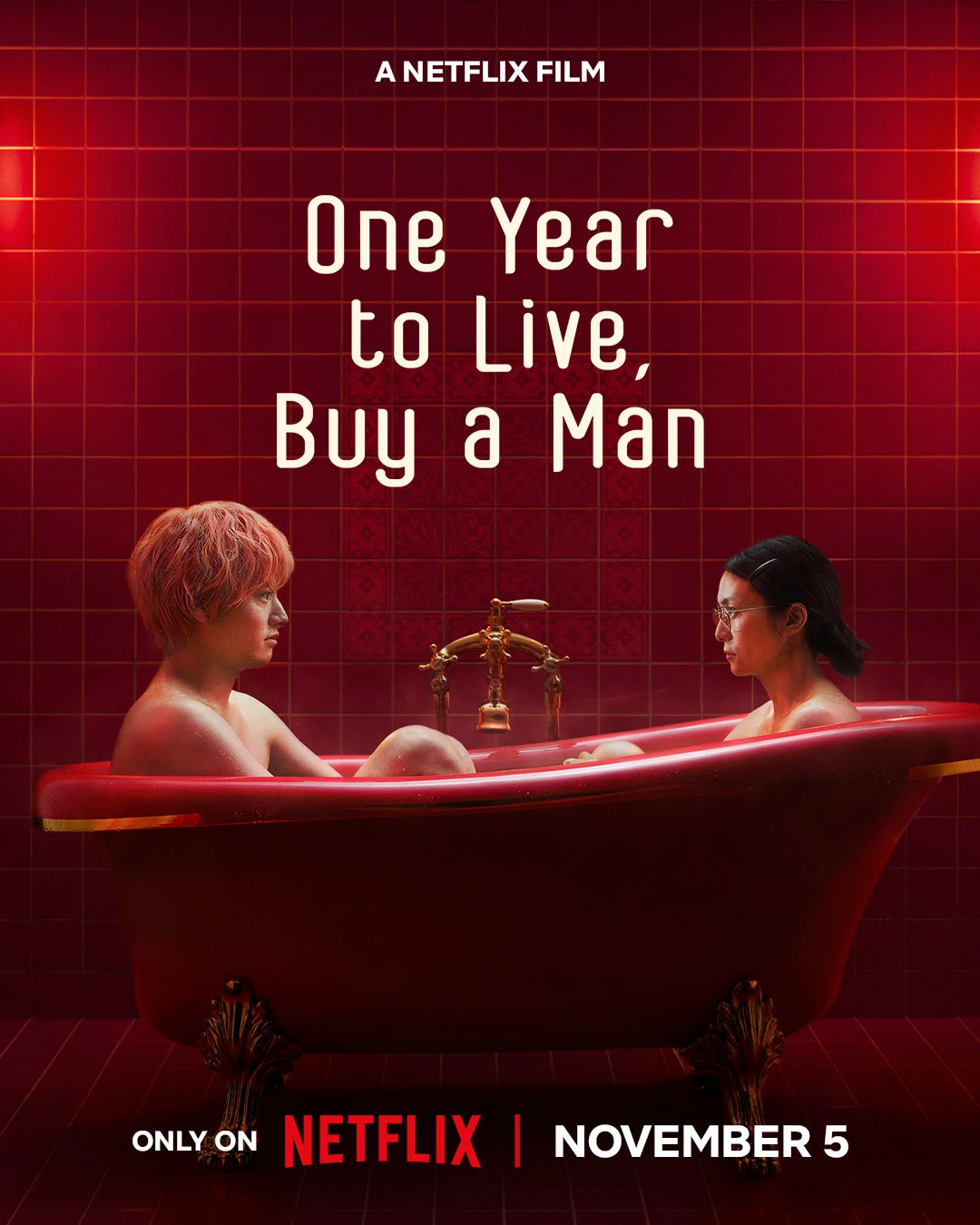 Official One Year to Live, Buy a Man poster with Yui and Sena facing each other.