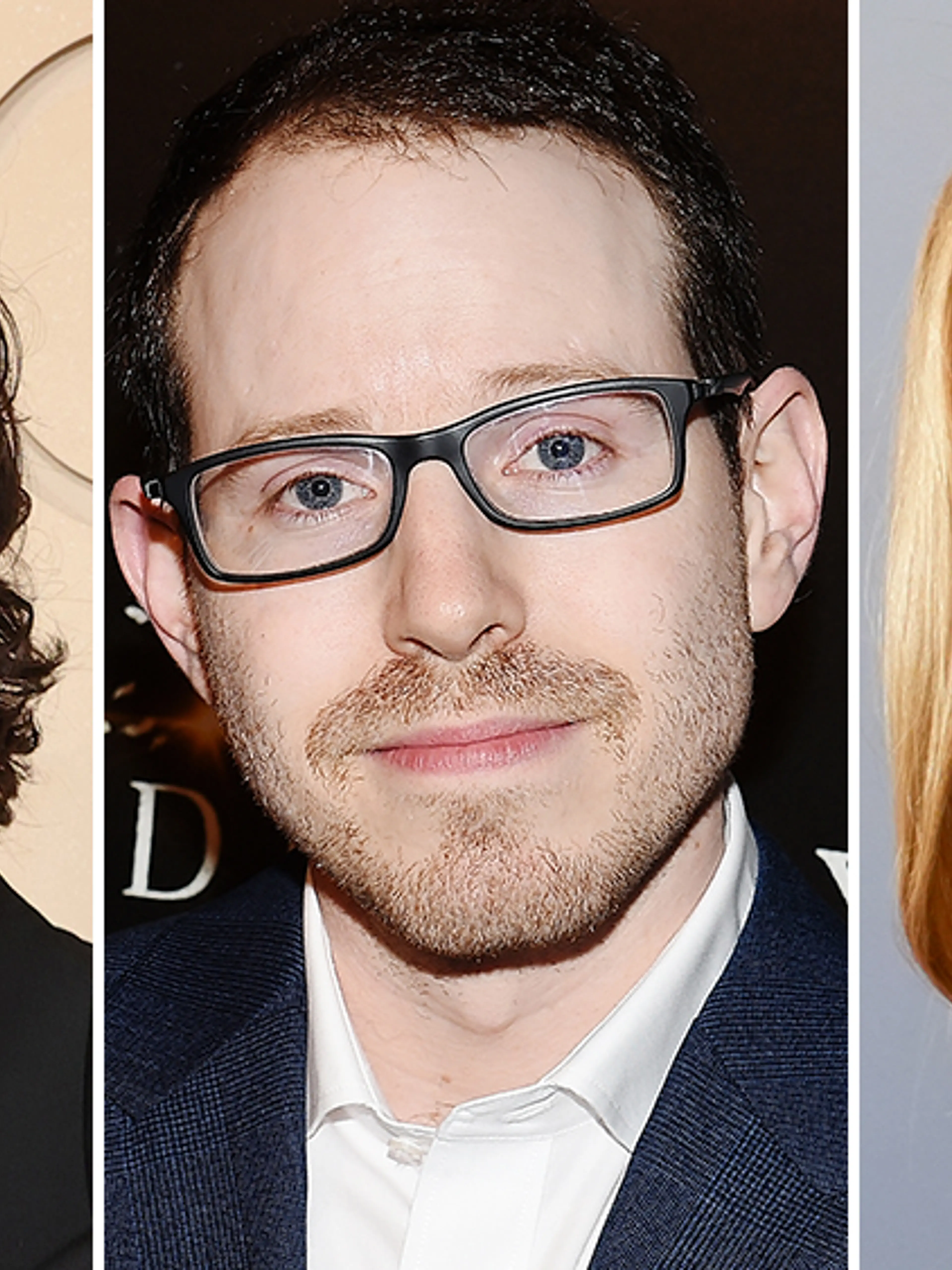 A composite portrait of Jacob Elordi, Ari Aster, and Scarlett Johansson associated with Scapegoat.