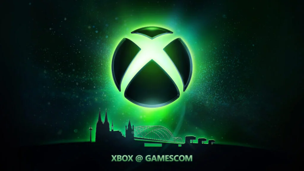 Xbox at Gamescom 2026 artwork shows the Xbox logo over Cologne.