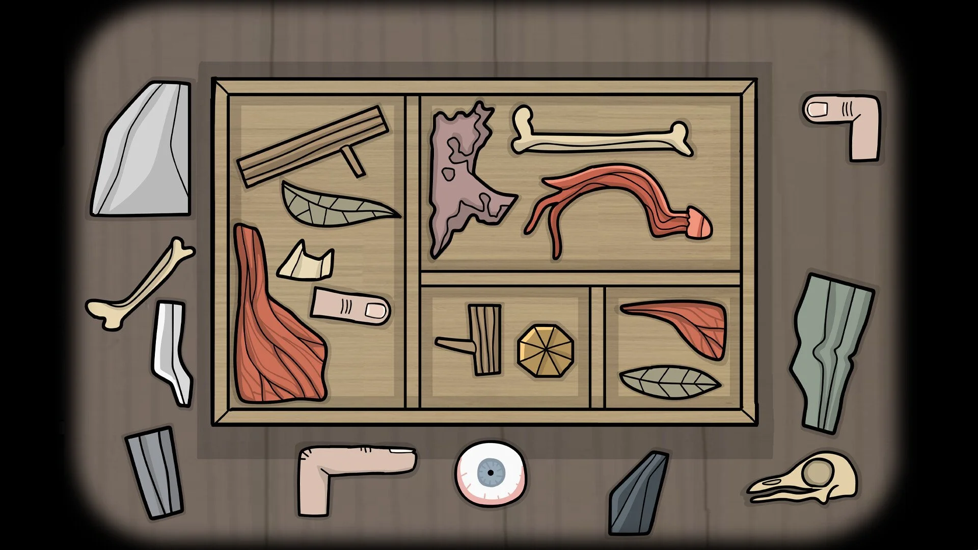 A tray of unusual items in Servant of the Lake