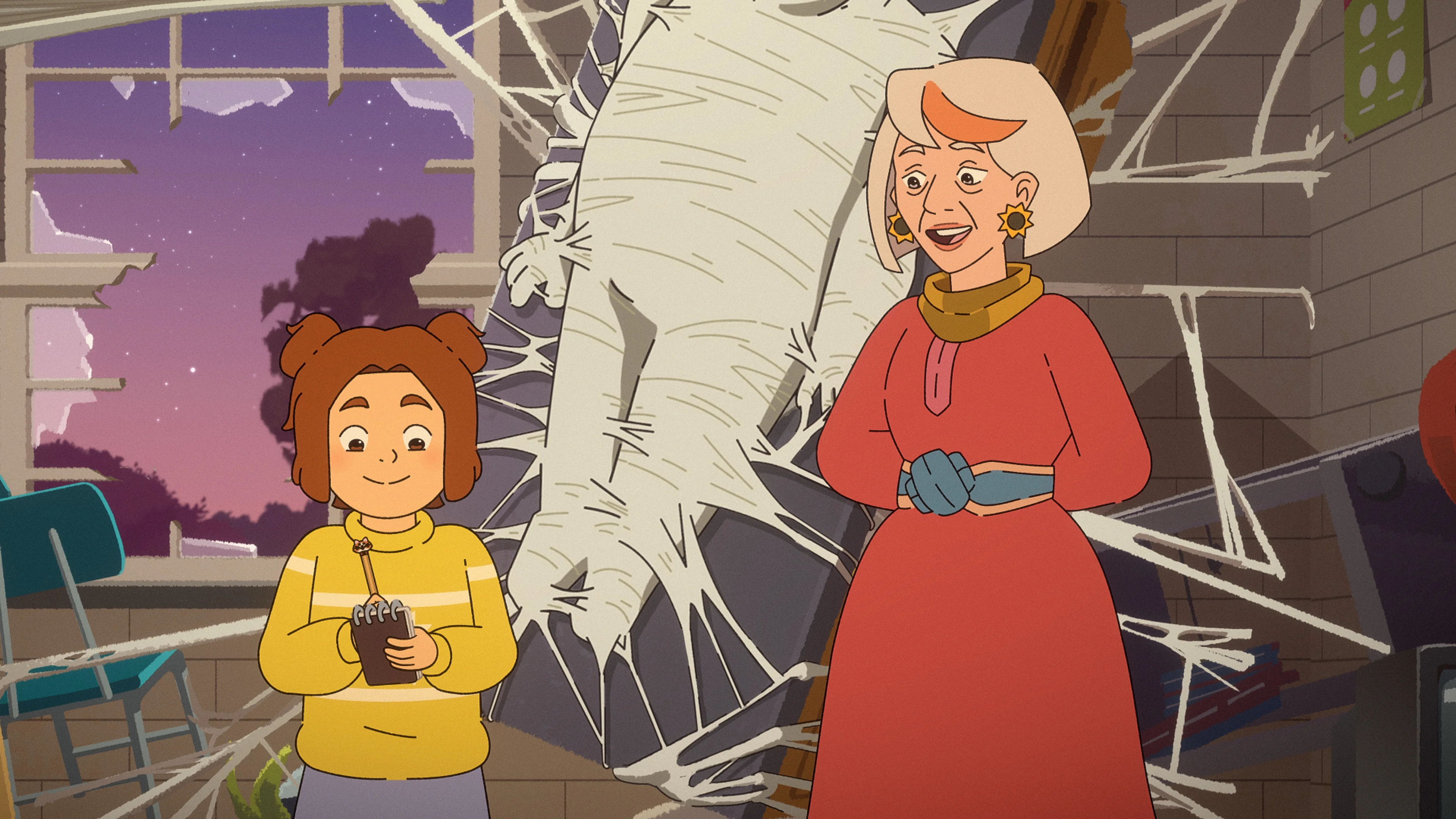 Daphne Grimm stands beside her grandmother Relda in a season two still.
