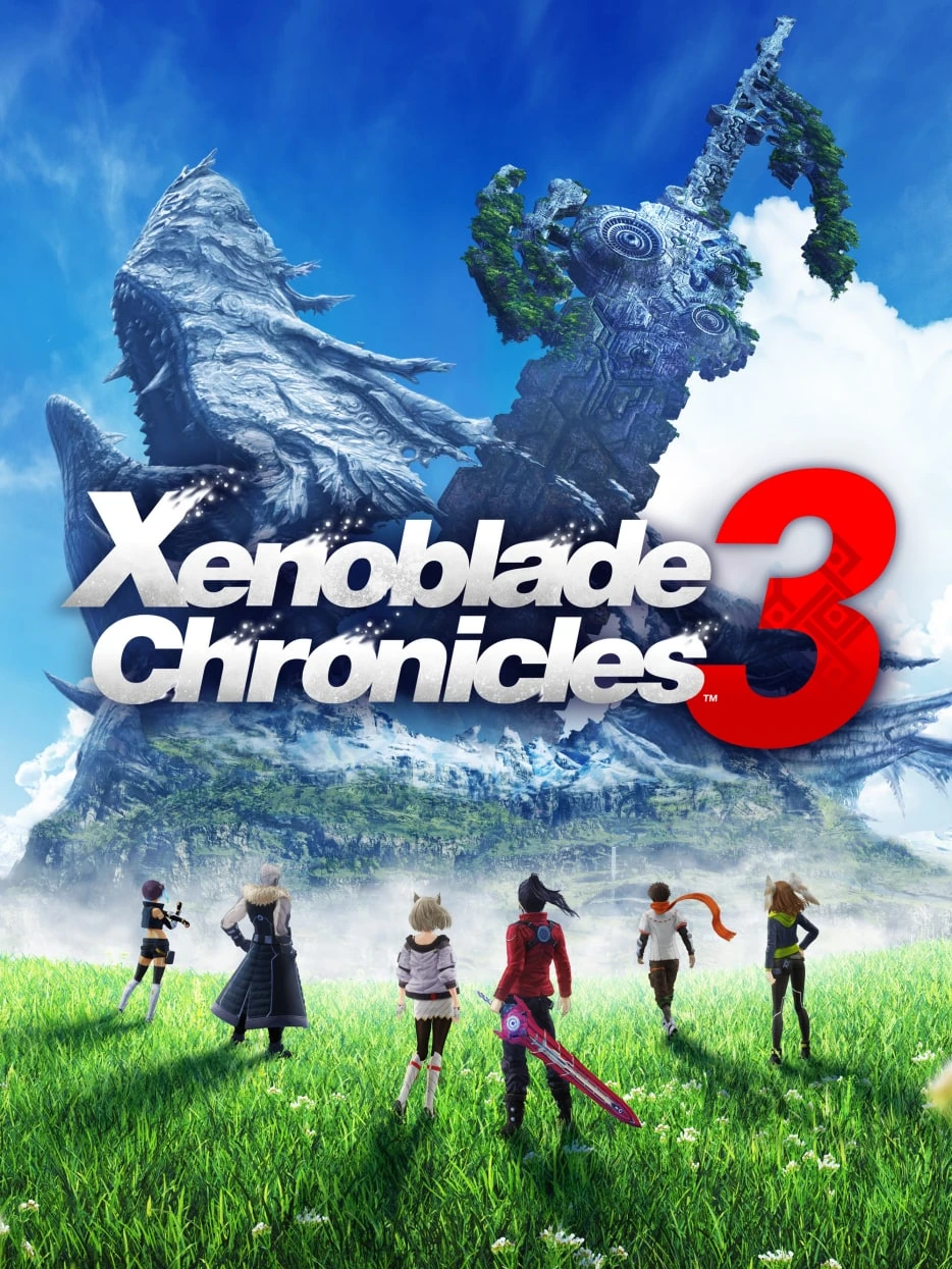 Official Xenoblade Chronicles 3 cover showing the party in Aionios and the title logo.