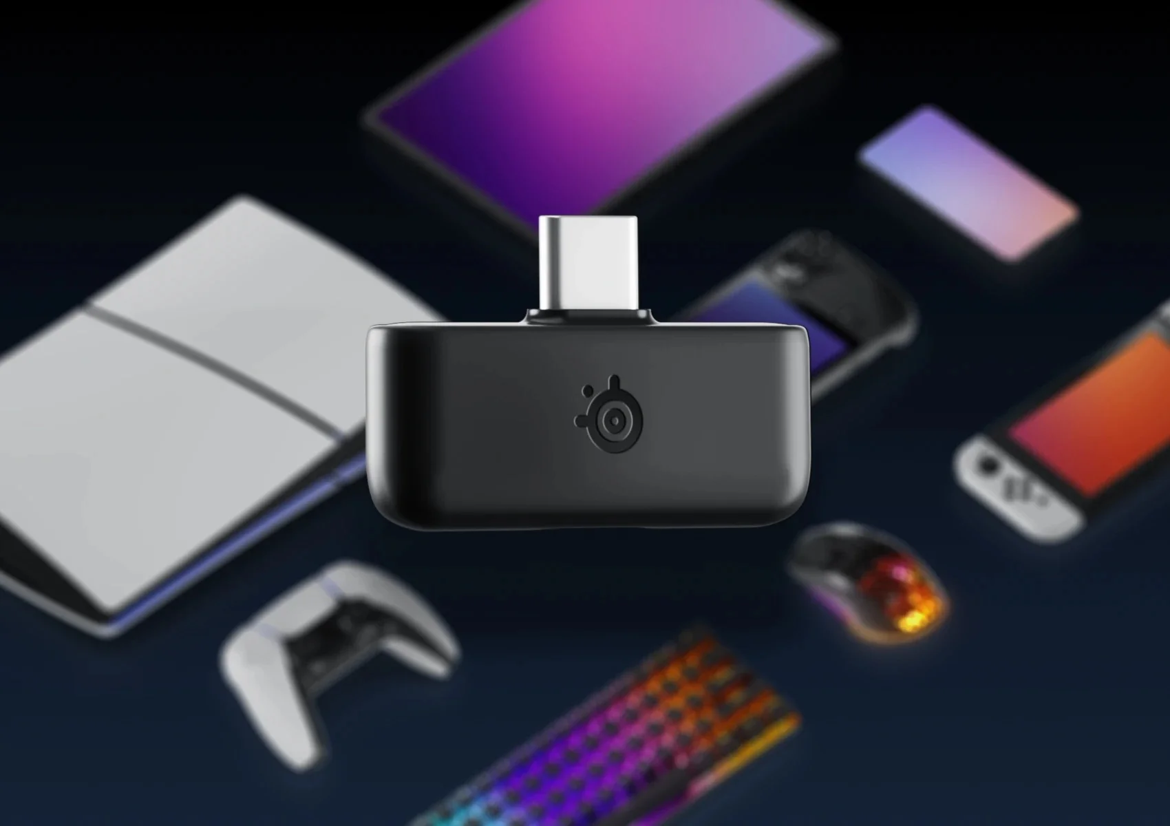 Nova 5 USB-C receiver with an illustration of supported devices