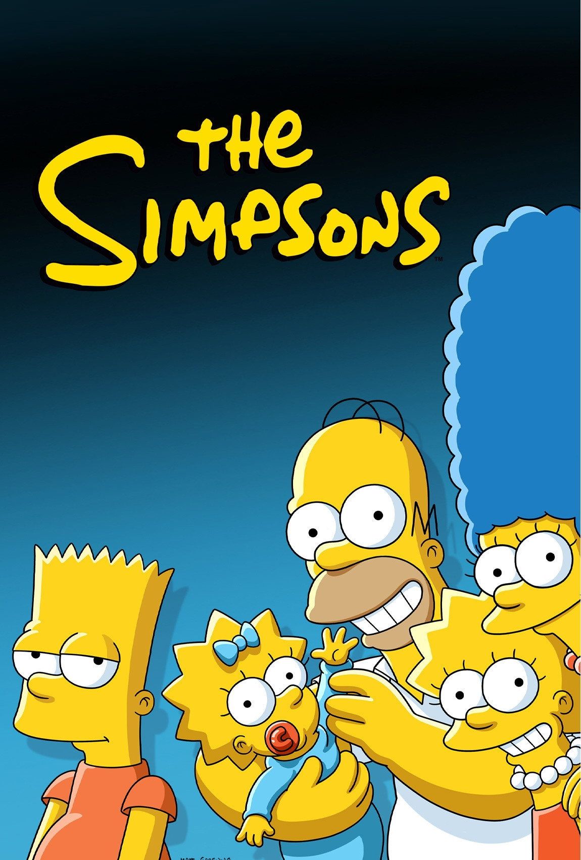 Official vertical The Simpsons series poster showing the Simpson family.
