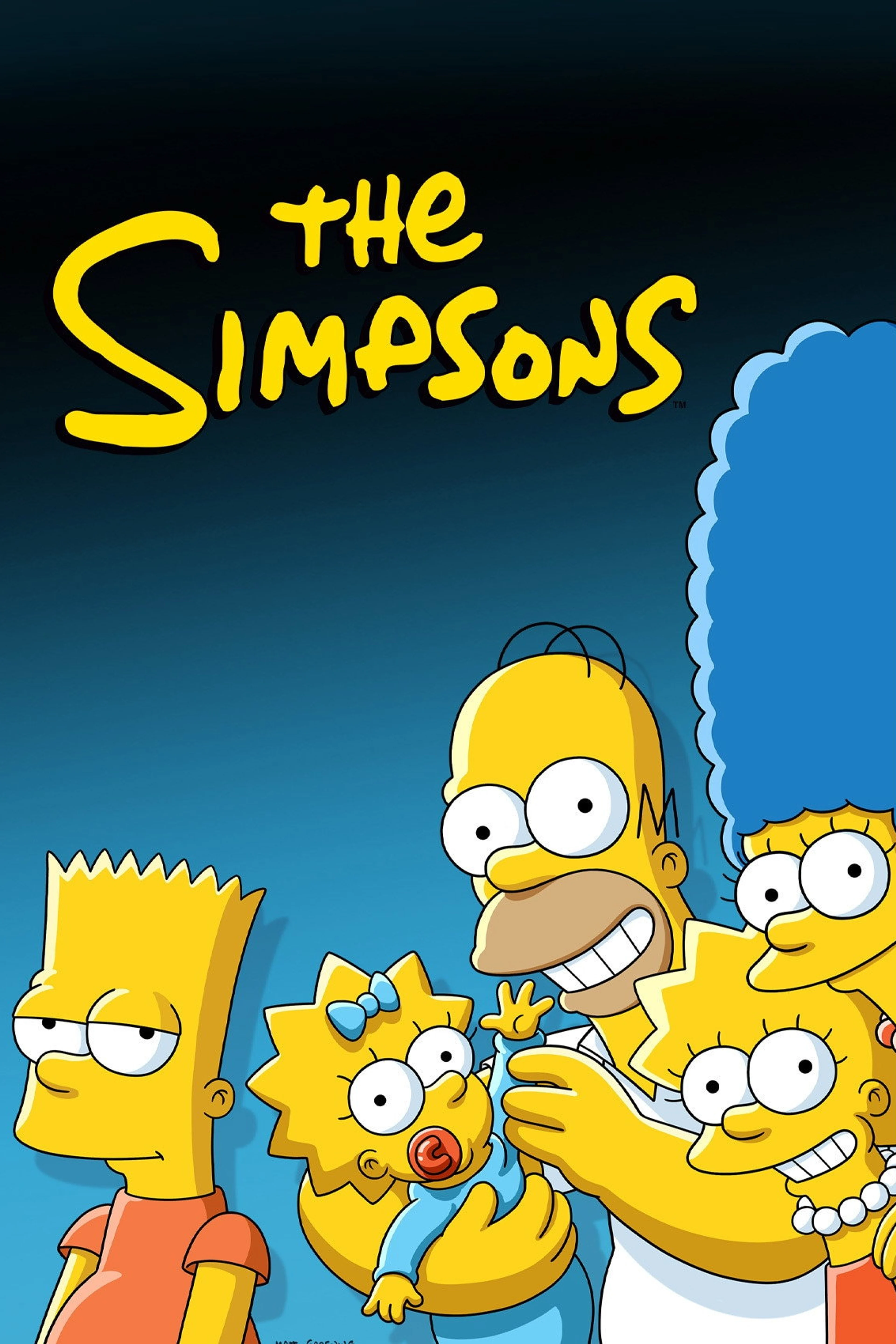 Official vertical The Simpsons series poster showing the Simpson family.