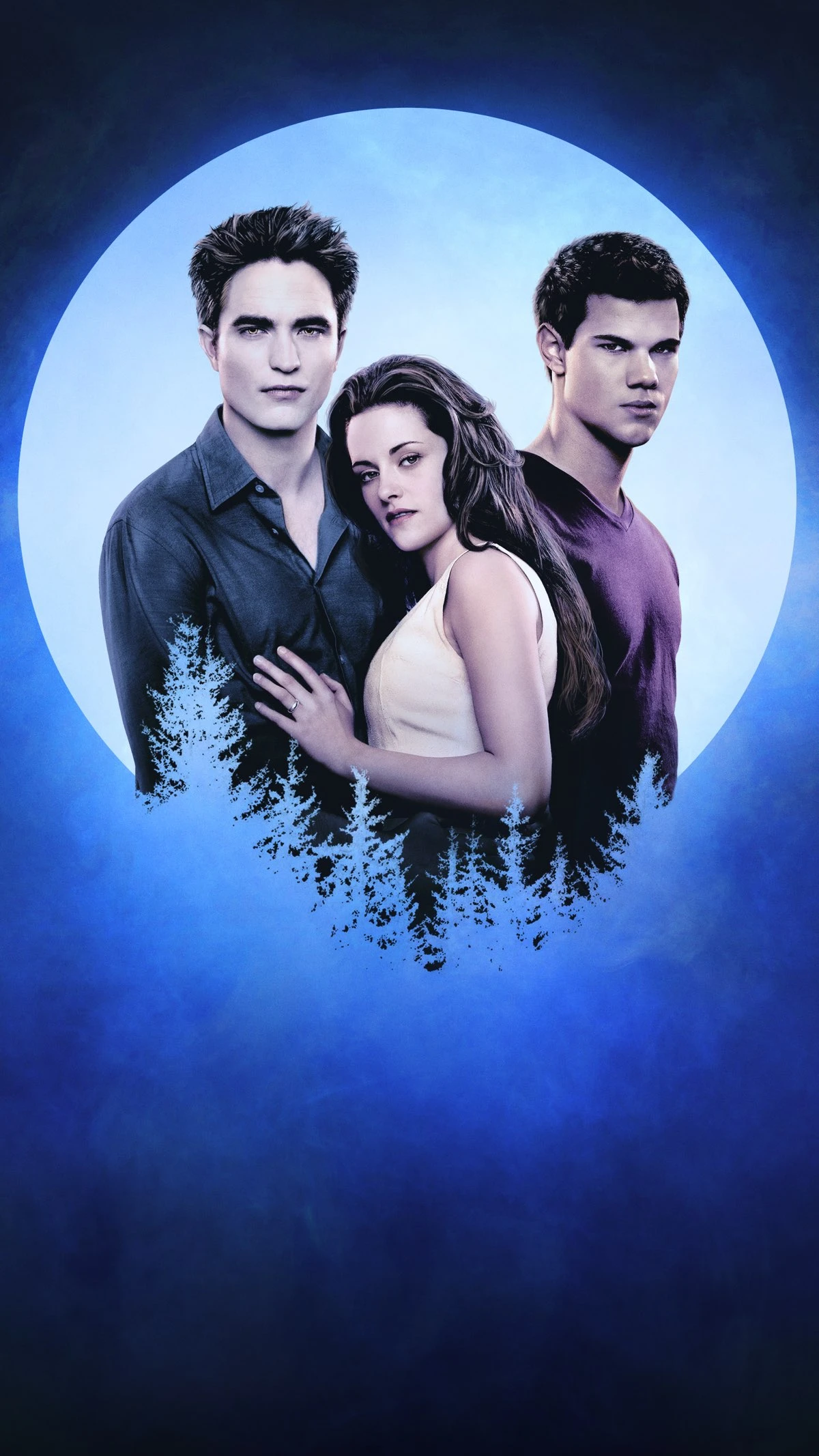 Official The Twilight Saga: Breaking Dawn – Part 1 artwork featuring Bella Swan, Edward Cullen and Jacob Black.