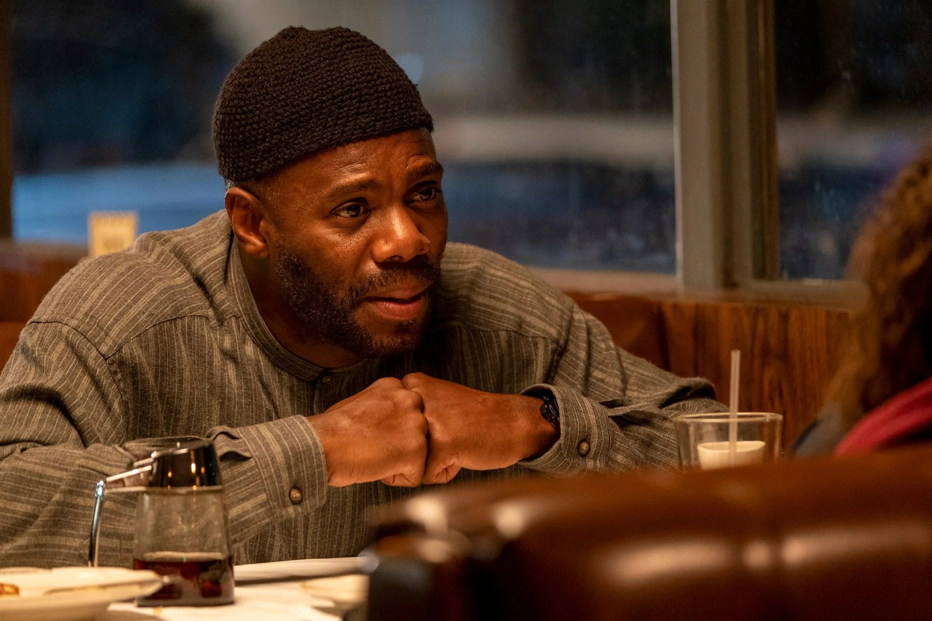 Colman Domingo as Ali speaks with Rue in a sharp official Euphoria scene still.