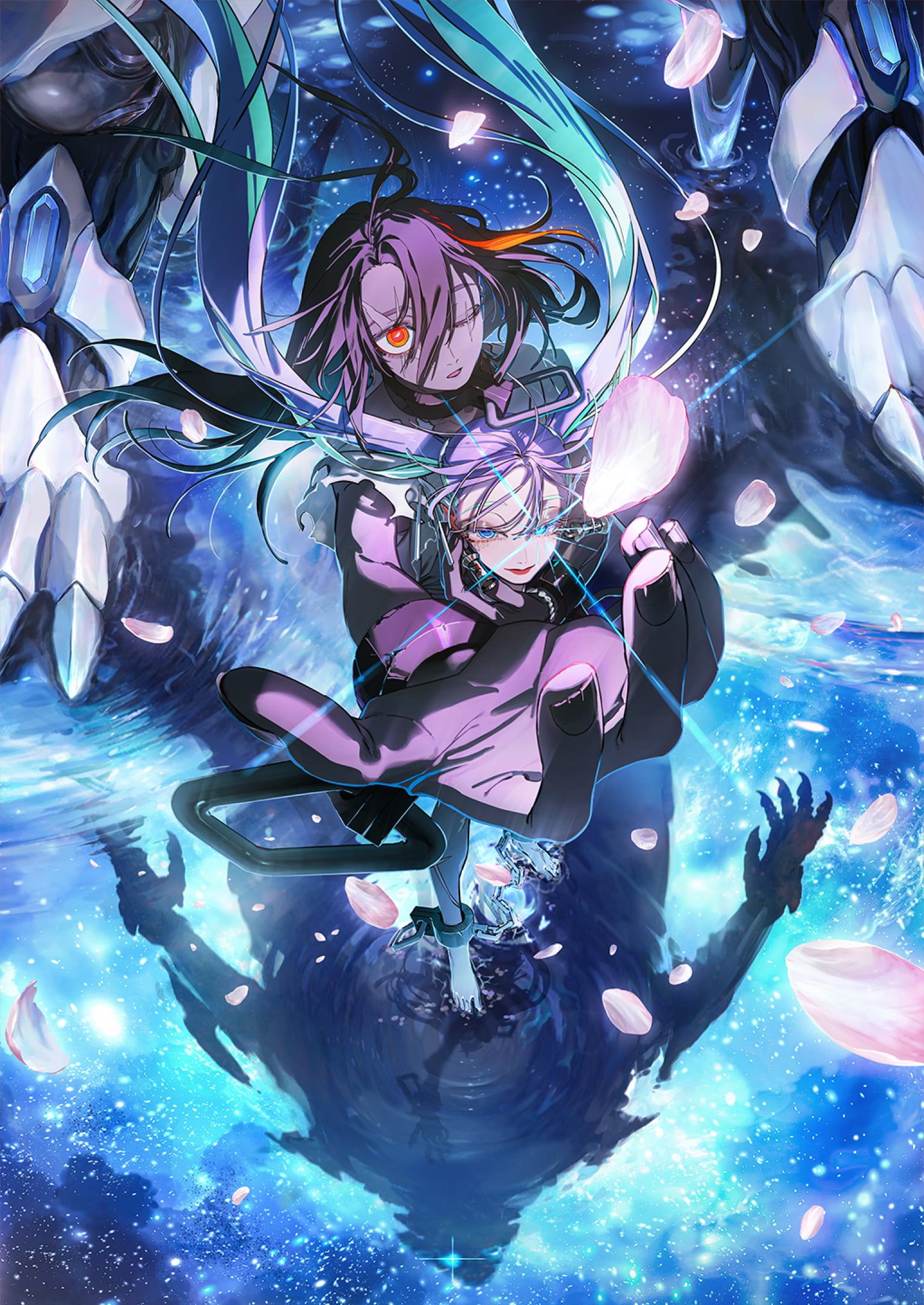 Official vertical Code Geass: Star Chaser Aspal key visual with two characters in front of a white mechanical figure.