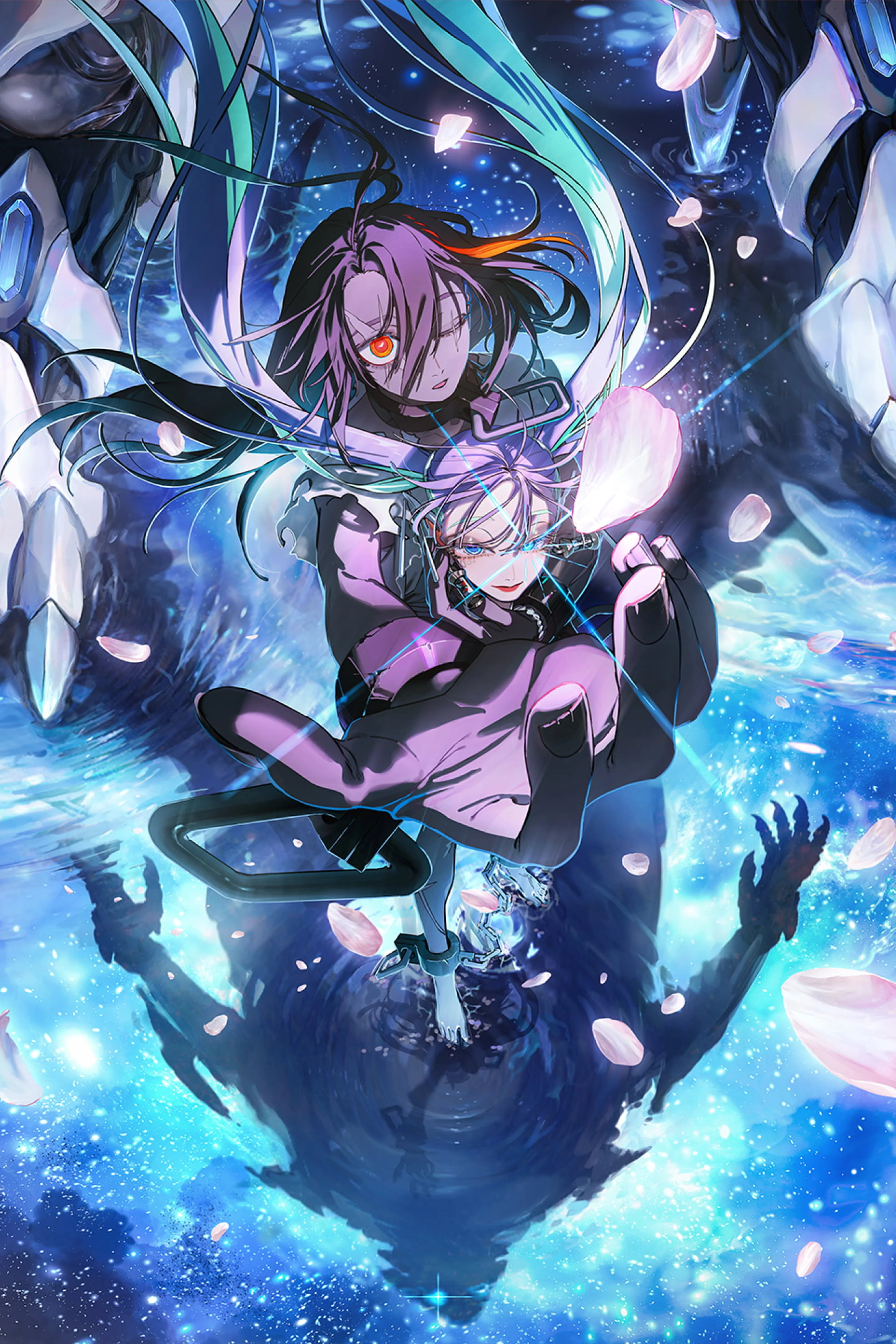 Official vertical Code Geass: Star Chaser Aspal key visual with two characters in front of a white mechanical figure.