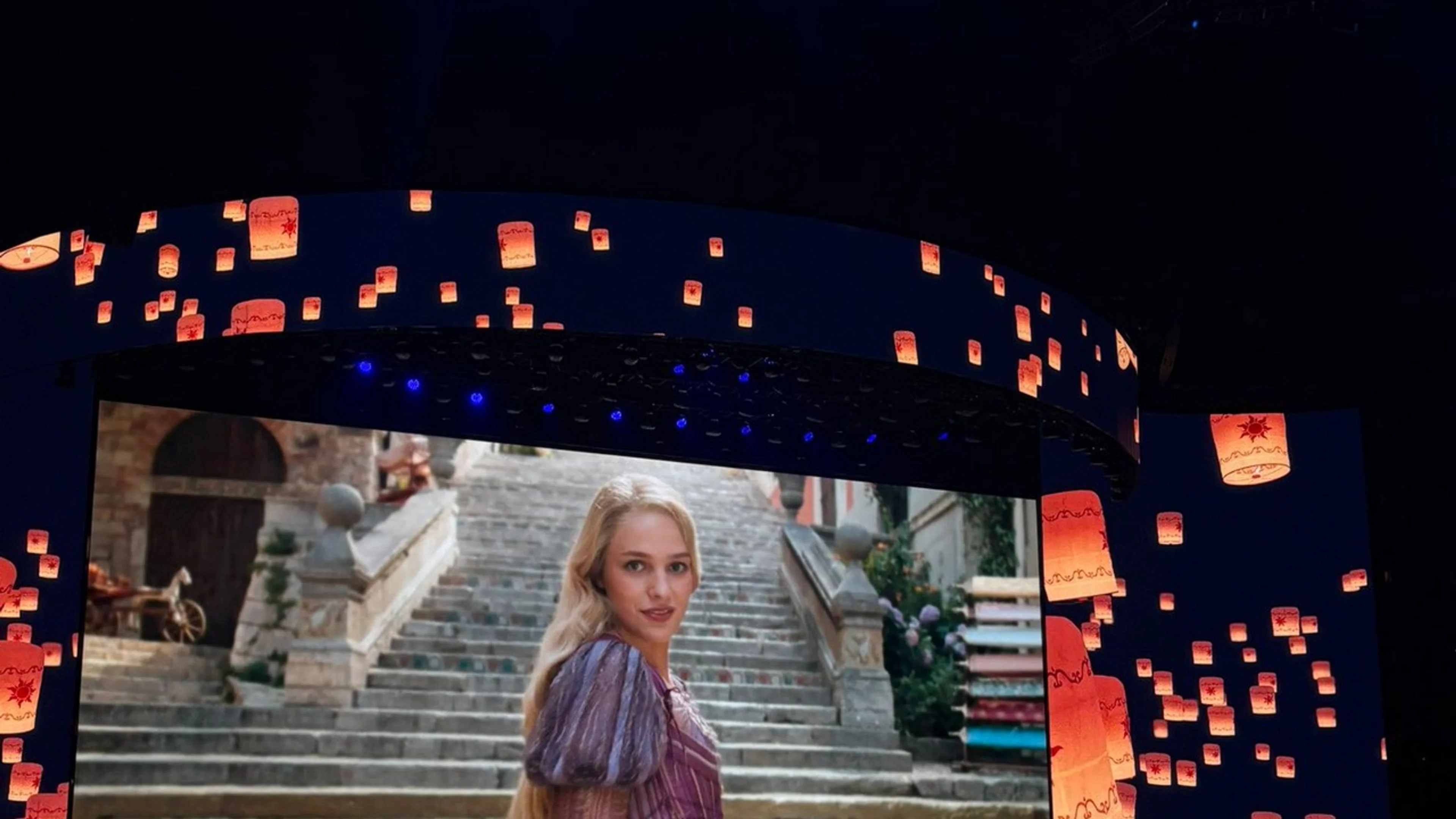 Teagan Croft as Rapunzel in the first live-action Tangled footage shown at D23 2026.