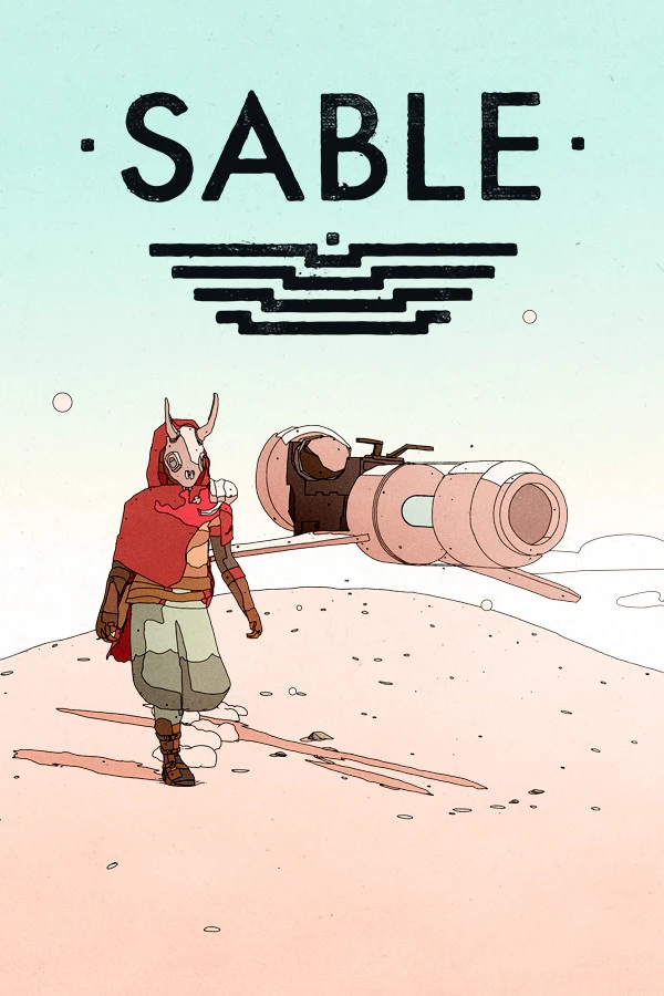 Official Sable cover showing the masked traveler and a hoverbike below the title.
