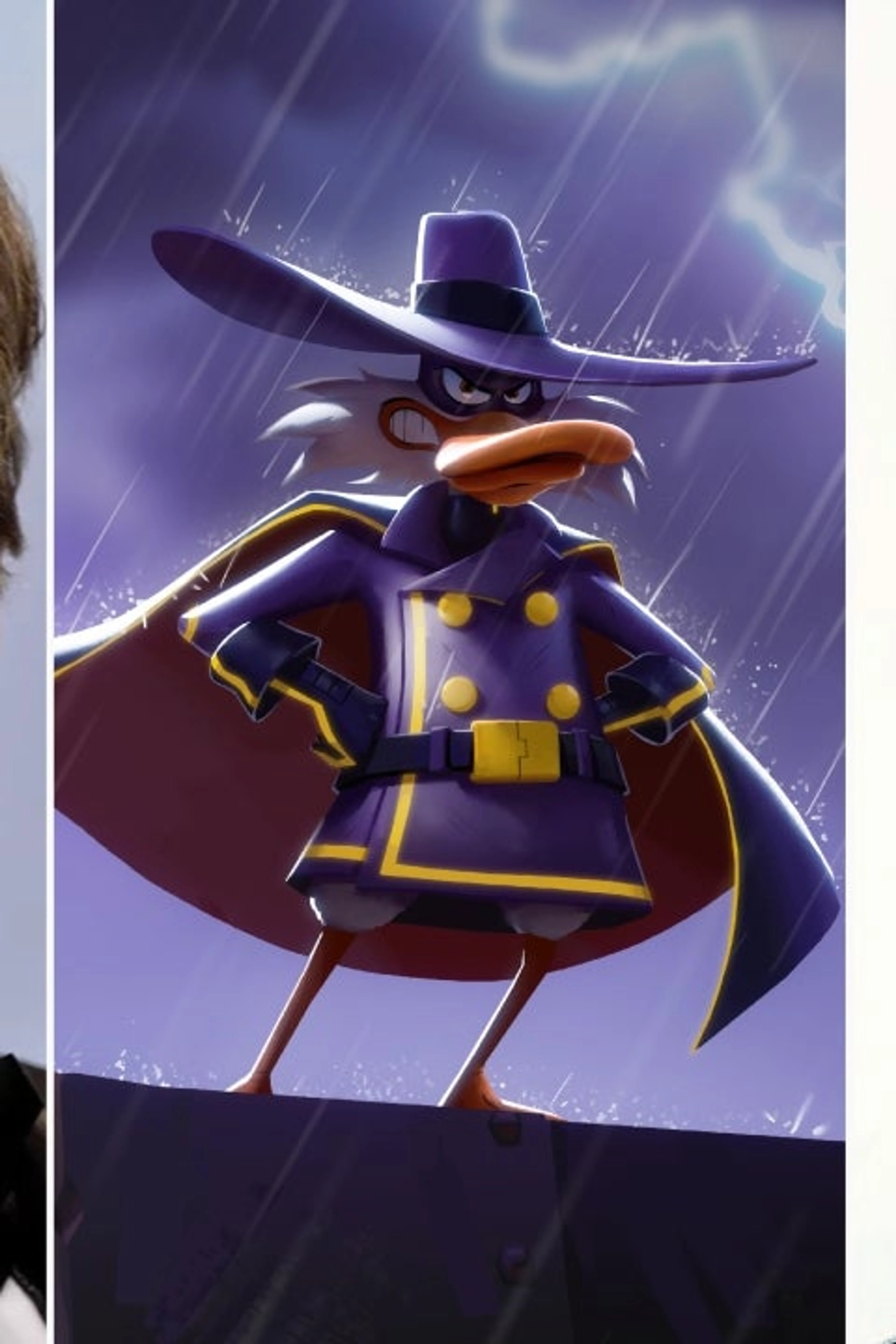 Mark Hamill, the newly announced Darkwing Duck artwork and Seth Rogen appear side by side.