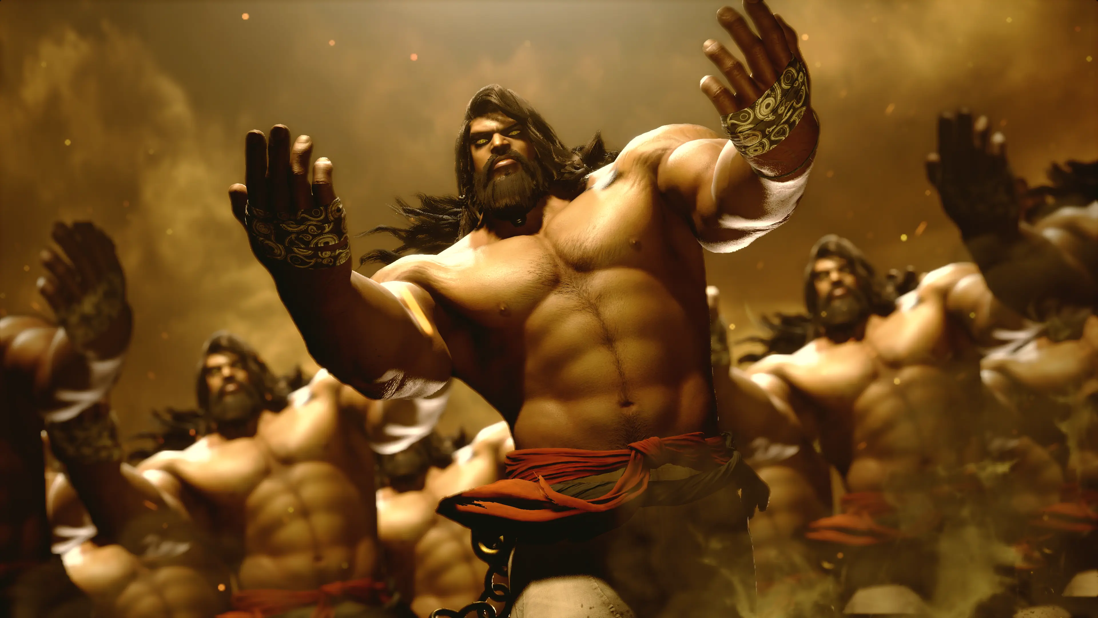 Multiple visions of Arjun surround his opponent during the Yaksha’s Order Super Art.