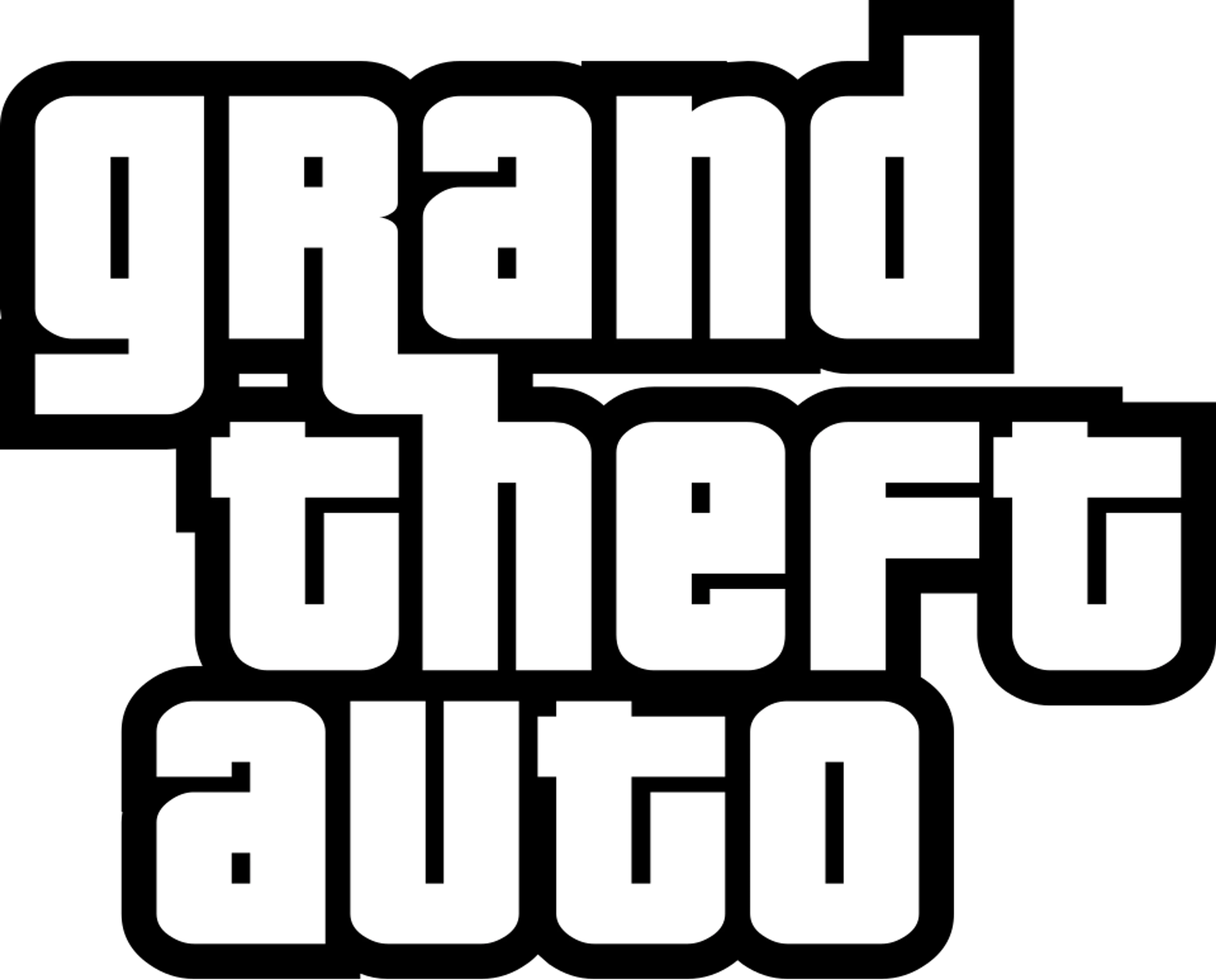 The white Grand Theft Auto wordmark.