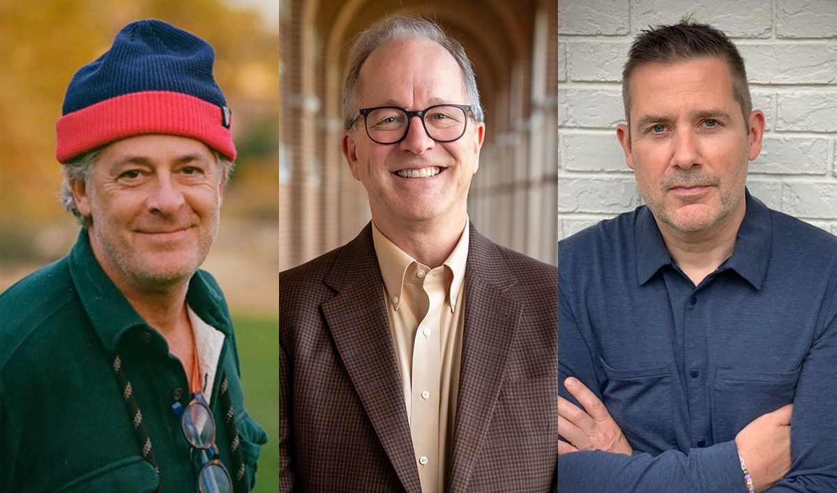 A three-person portrait composite for AMC’s Archive X interview with Jeffrey J. Kripal, Harris Fishman and Chris Muckle.