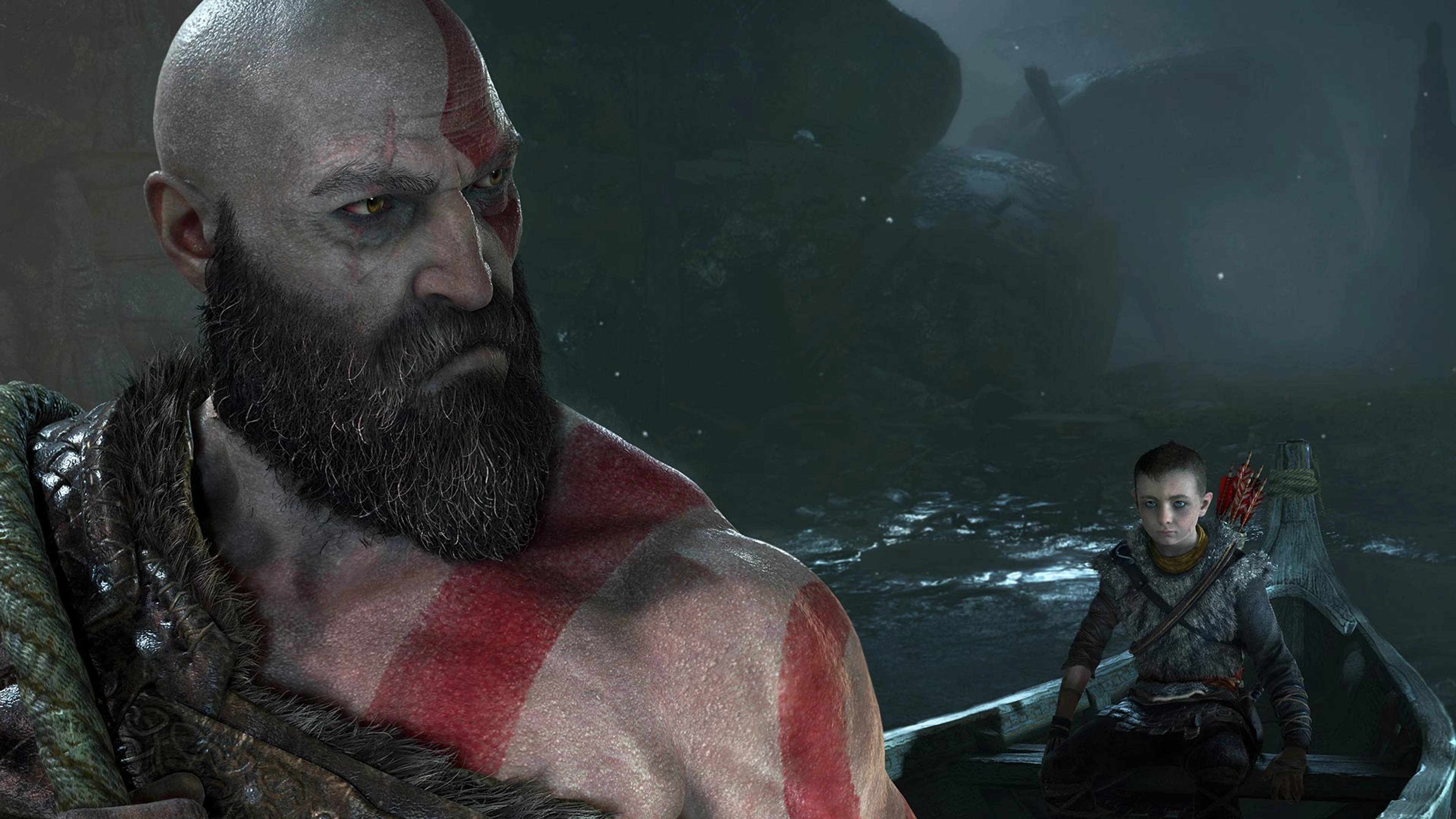 Kratos and Atreus travel together in God of War.