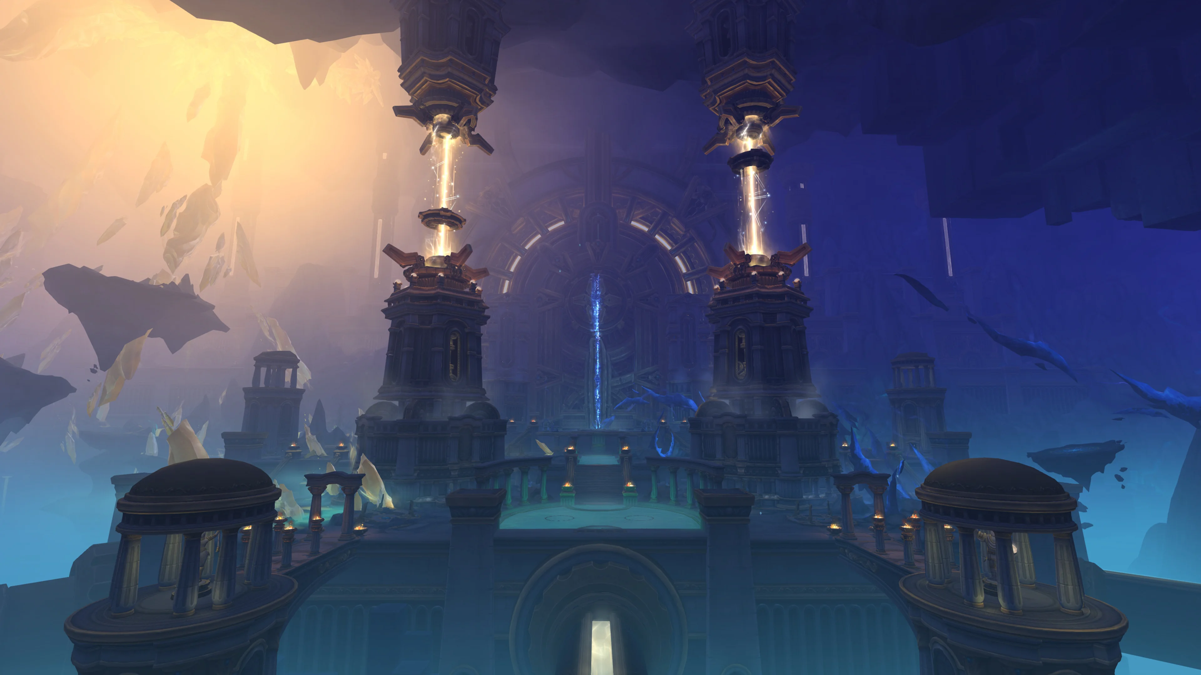 Bright crystal structures and Titan architecture fill the Worldcore in WoW Midnight: Eclipse.