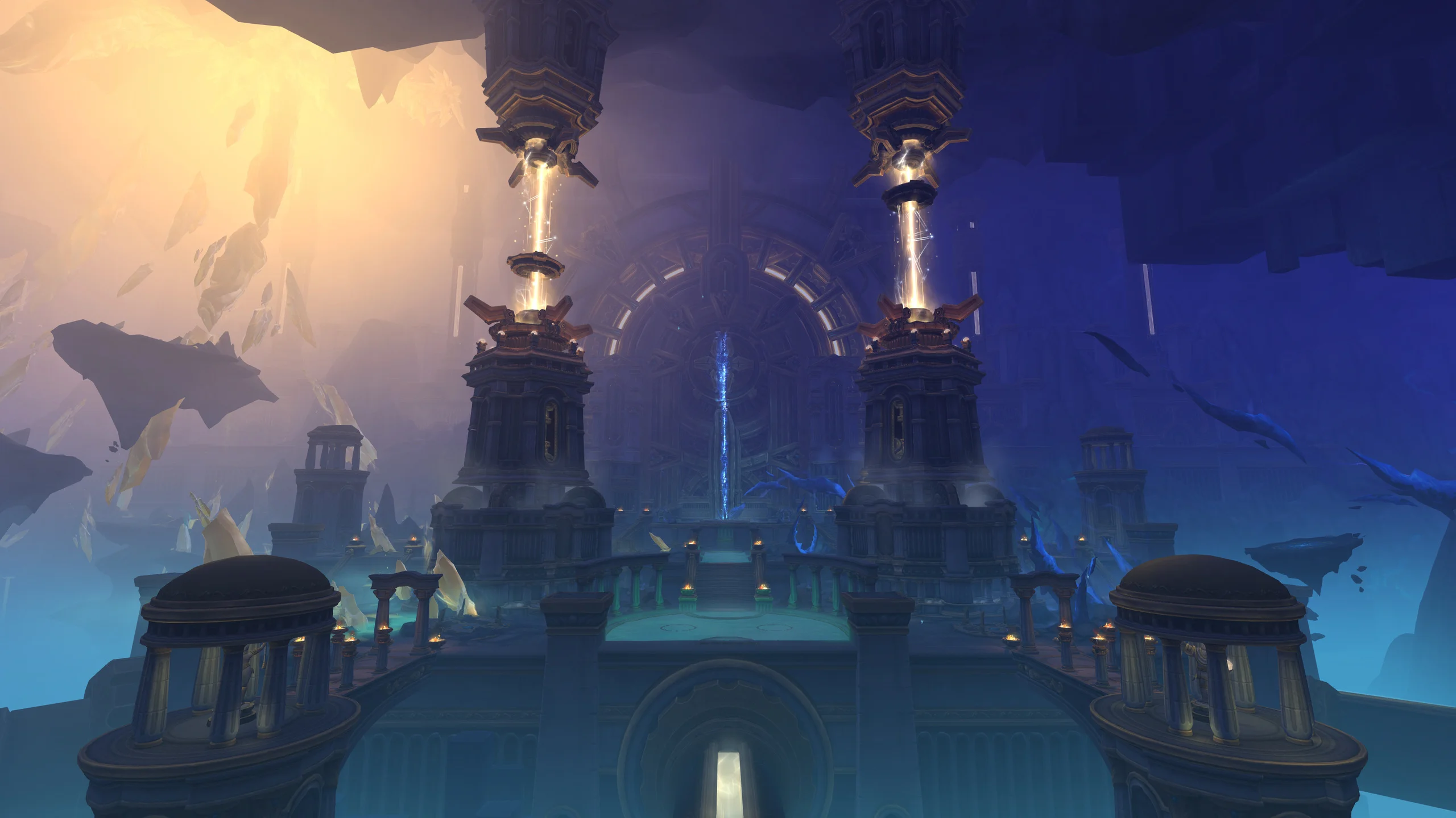 Bright crystal structures and Titan architecture fill the Worldcore in WoW Midnight: Eclipse.