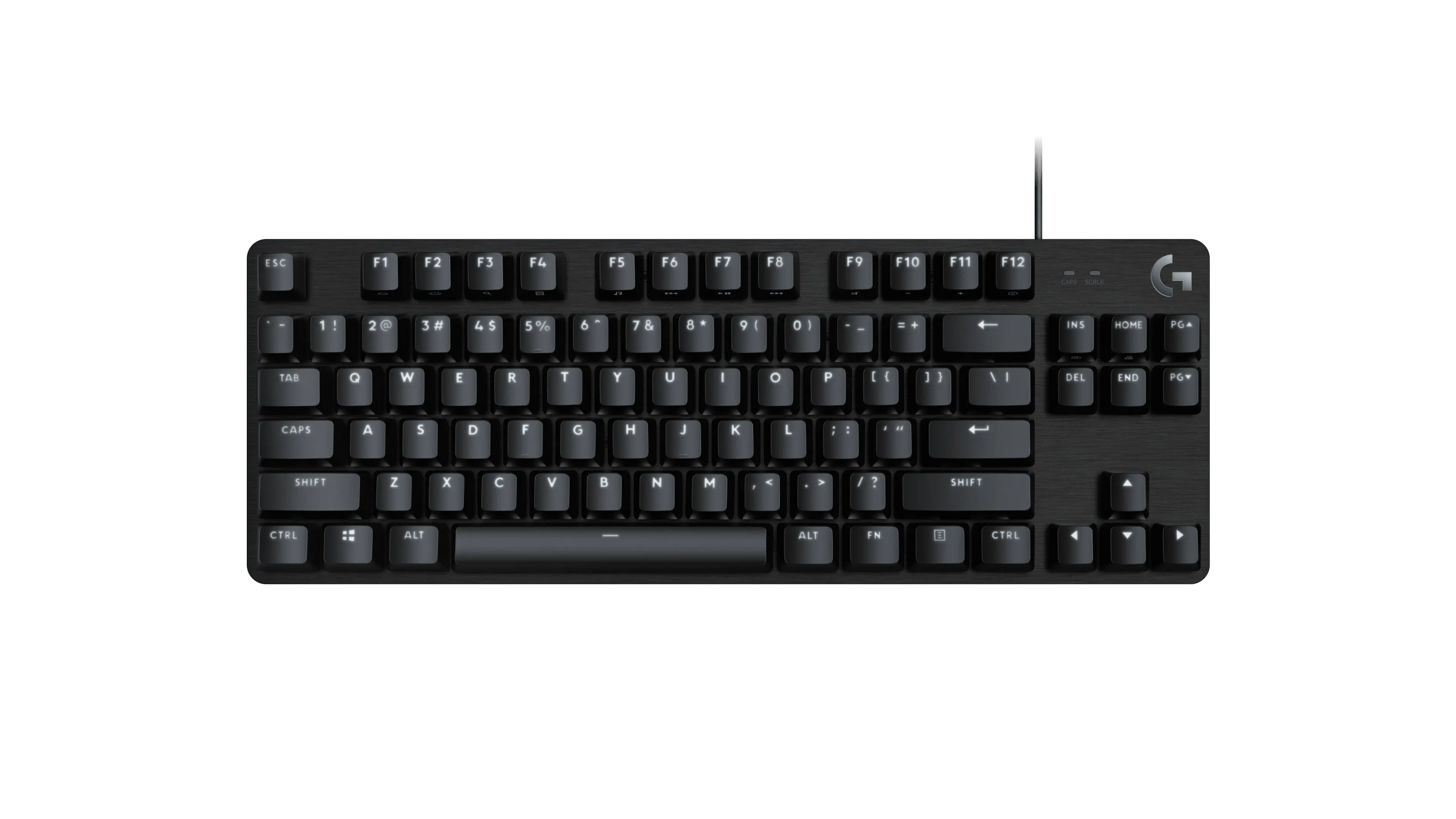 Logitech G413 TKL SE showing its arrow keys and function row
