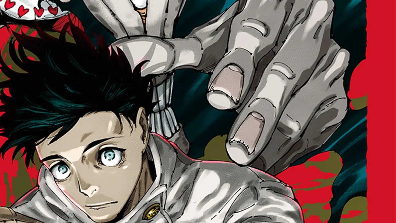 Yuji Itadori faces a giant cursed figure in a clean crop from the Jujutsu Kaisen final exhibition visual.