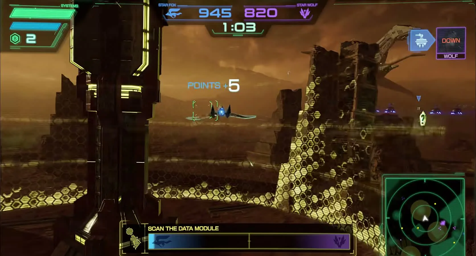 Arwings search the new Venom stage for data modules.
