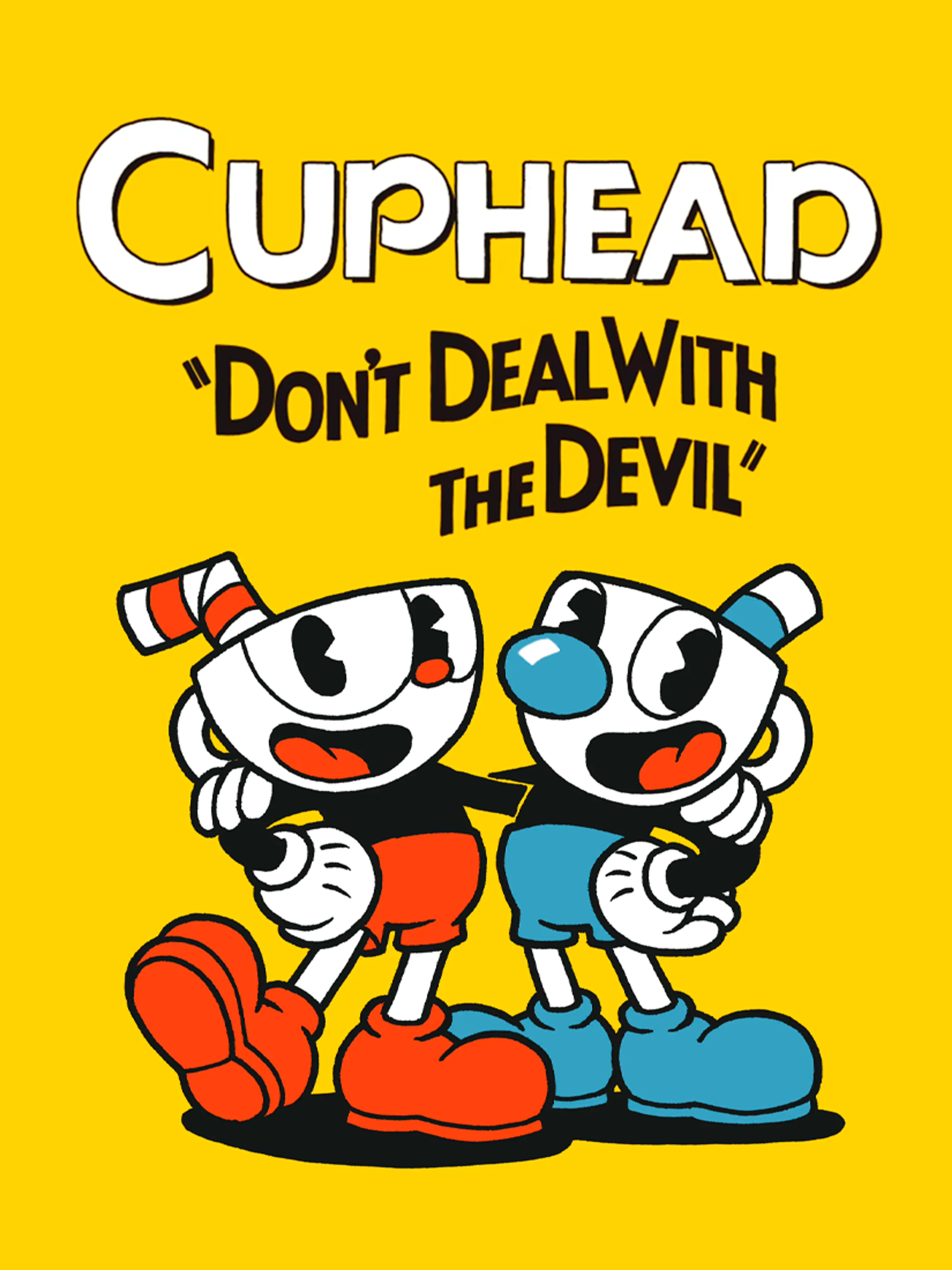 Official Cuphead cover with Cuphead and Mugman under the original game logo on a yellow background.