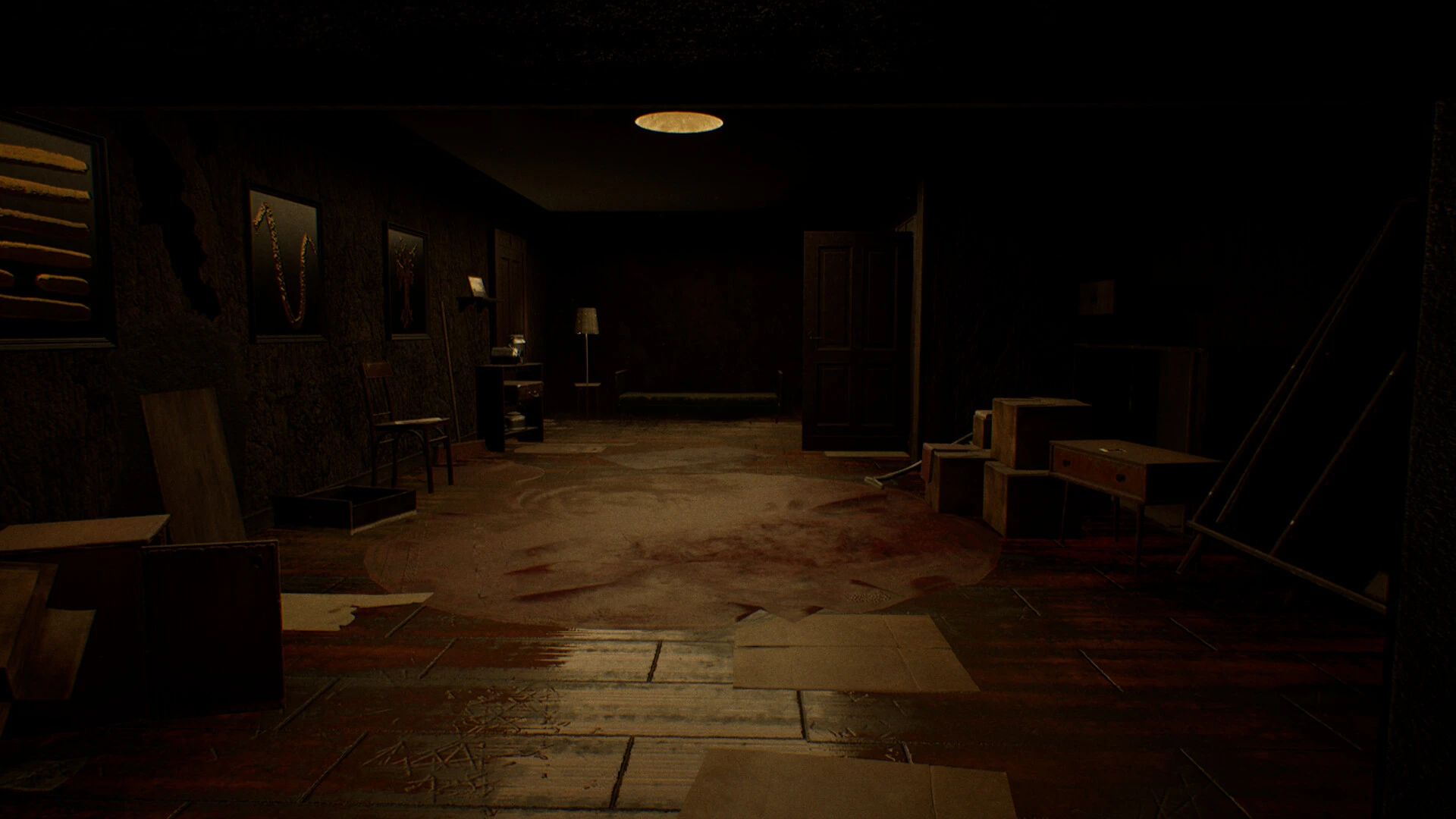 A dimly lit underground room in We Are Sisters.