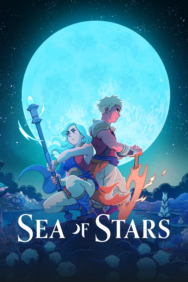 Official Sea of Stars cover showing Valere and Zale in front of a full moon.