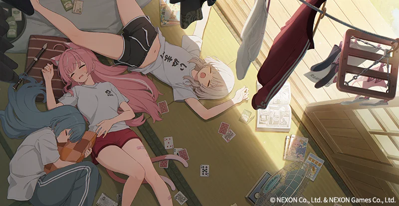 Three FAREIDOLIA characters rest together in the game's official key art.