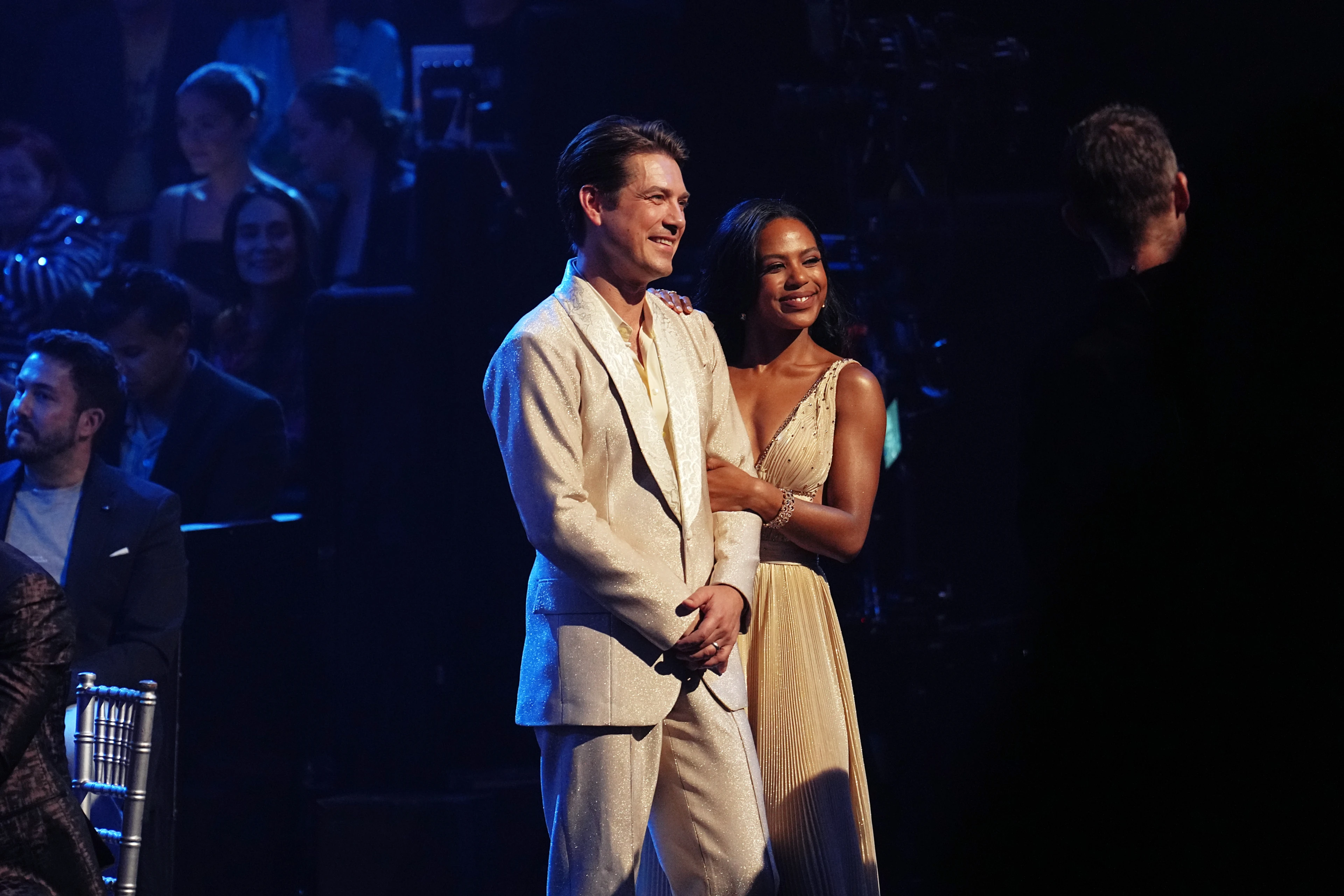 Taylor Hanson and Britt Stewart together on stage during Yacht Rock Night.