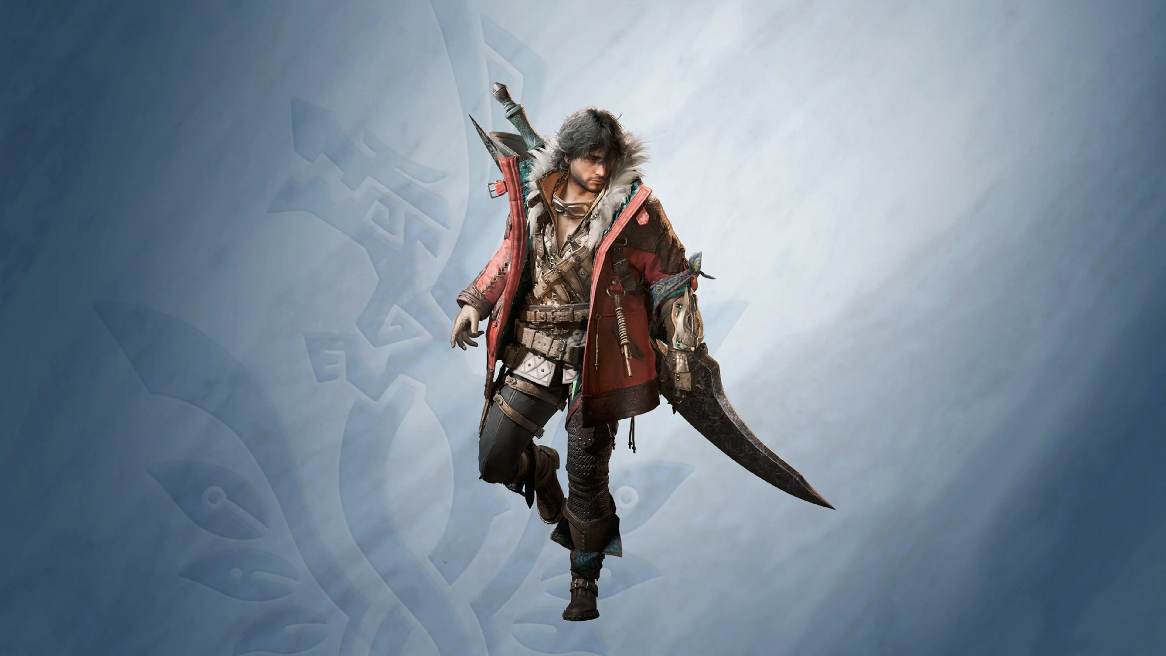 A male hunter stands equipped for Monster Hunter Wilds: Ascendance in official character art.