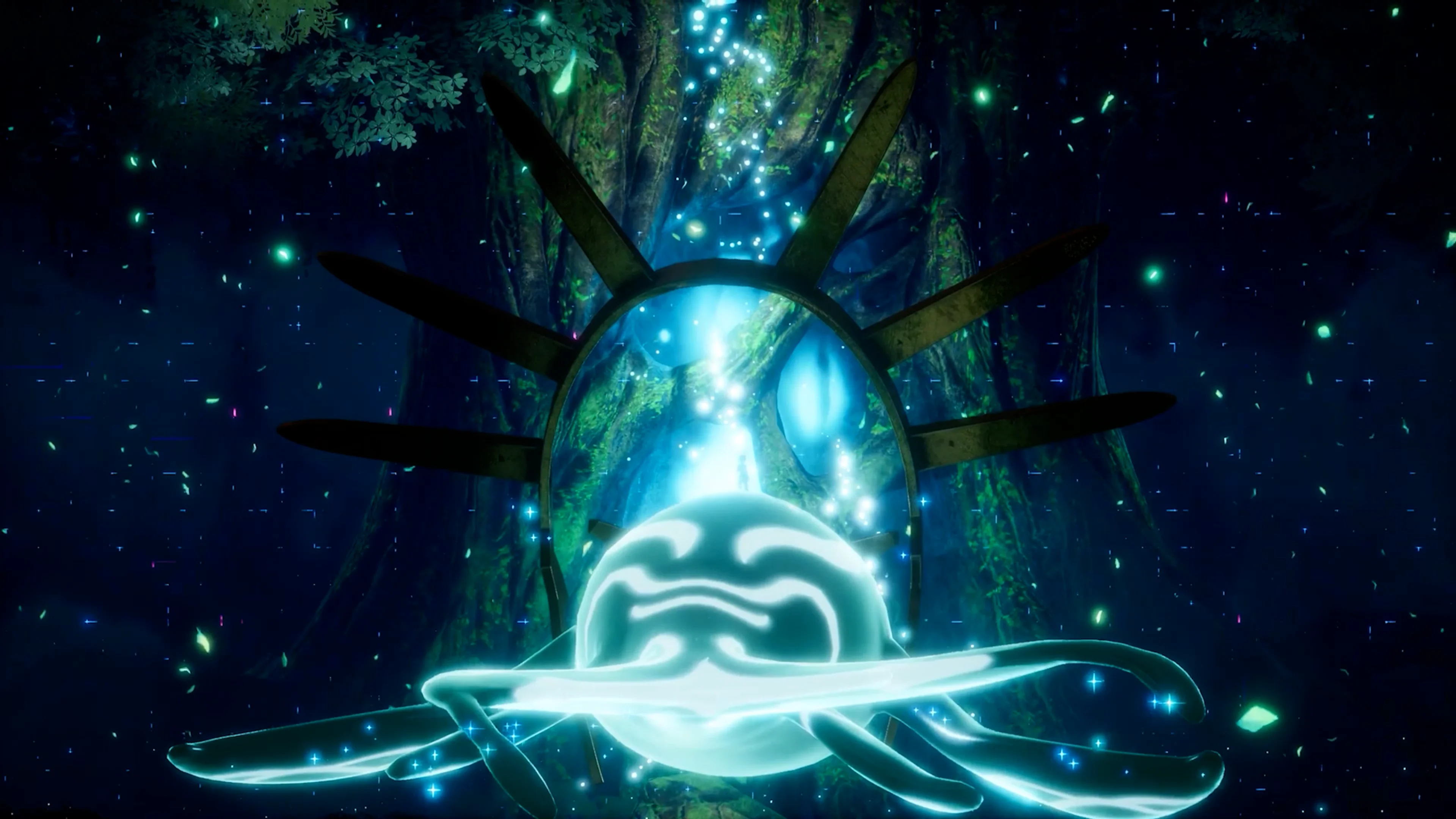 A glowing entrance inside the World Tree in Palworld 1.0.